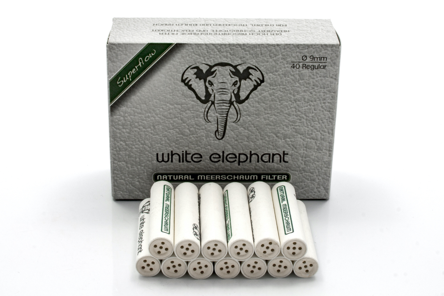 Elephant Meerschaum Filter 9mm Pfeifen Filter, 40 St.