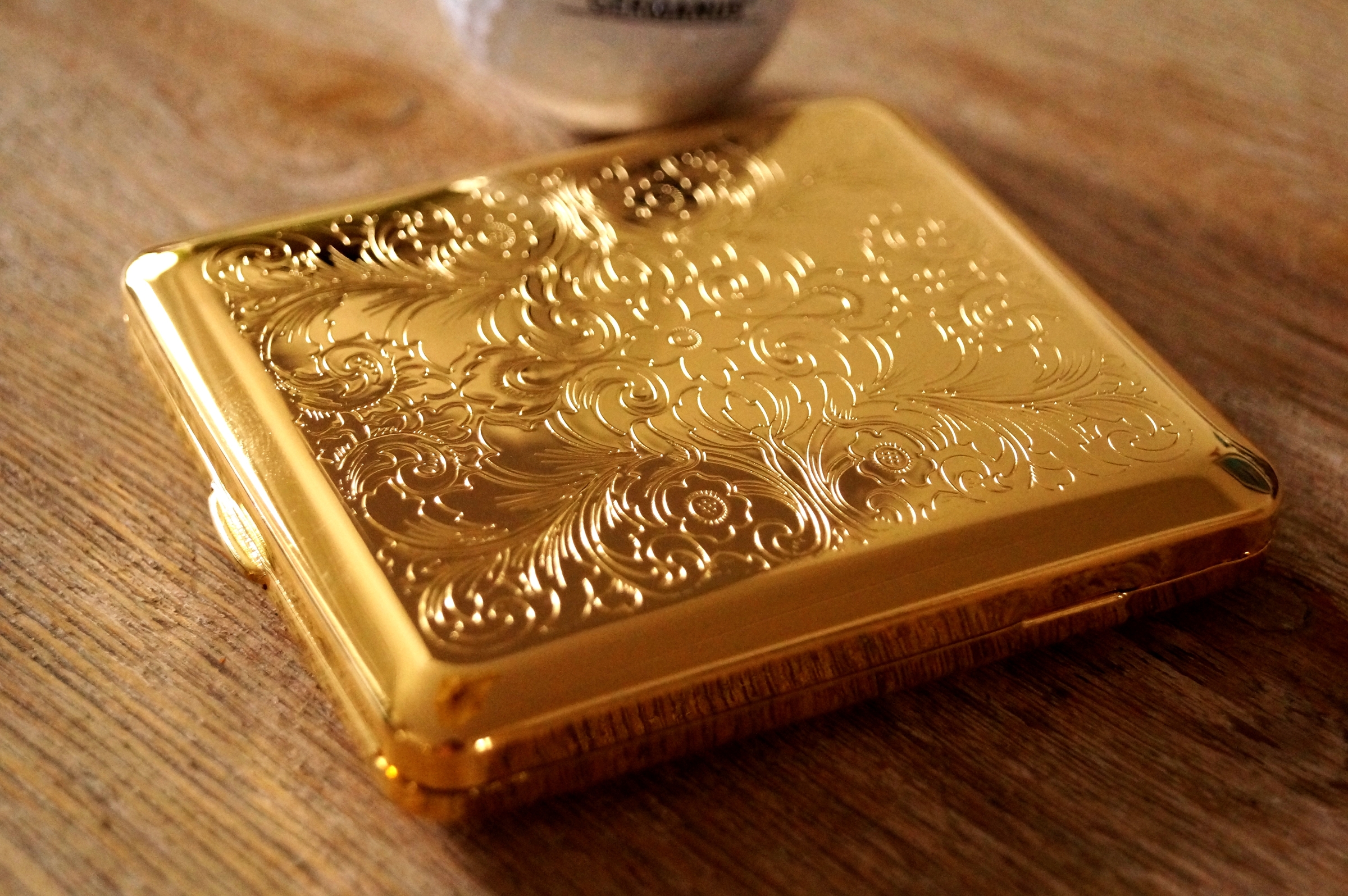 GERMANUS Zigaretten Etui - Echt Gold - Made in Germany - Design V - Perser / Venetian Gravur