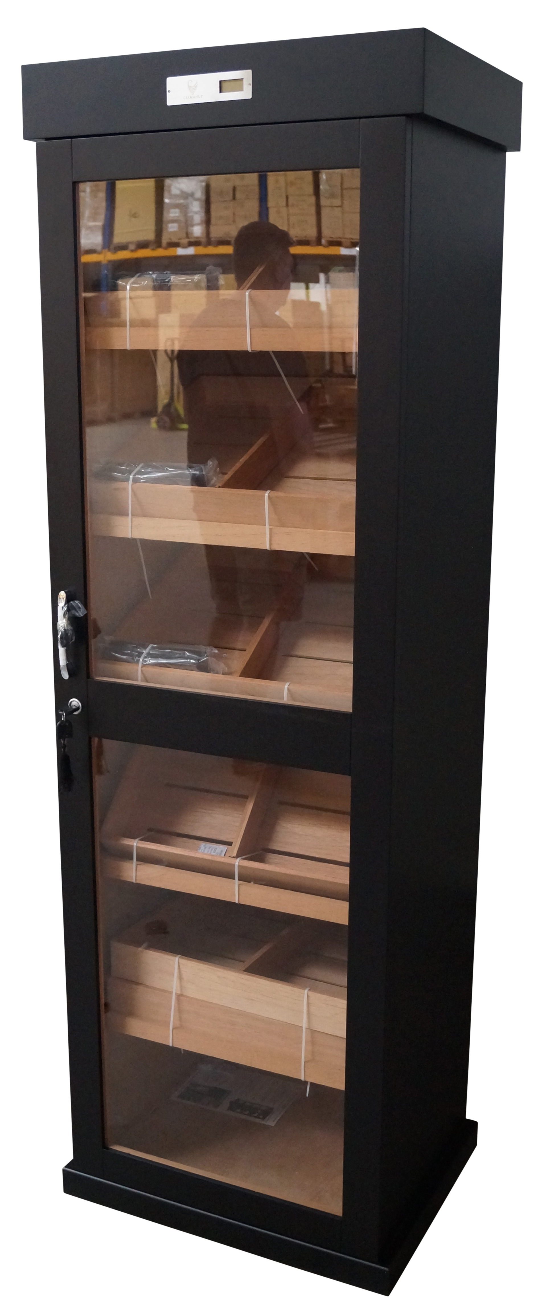GERMANUS Cigar Humidor Cabinet Quad with GERMANUS Humidifier und GERMANUS Digital hygrometer