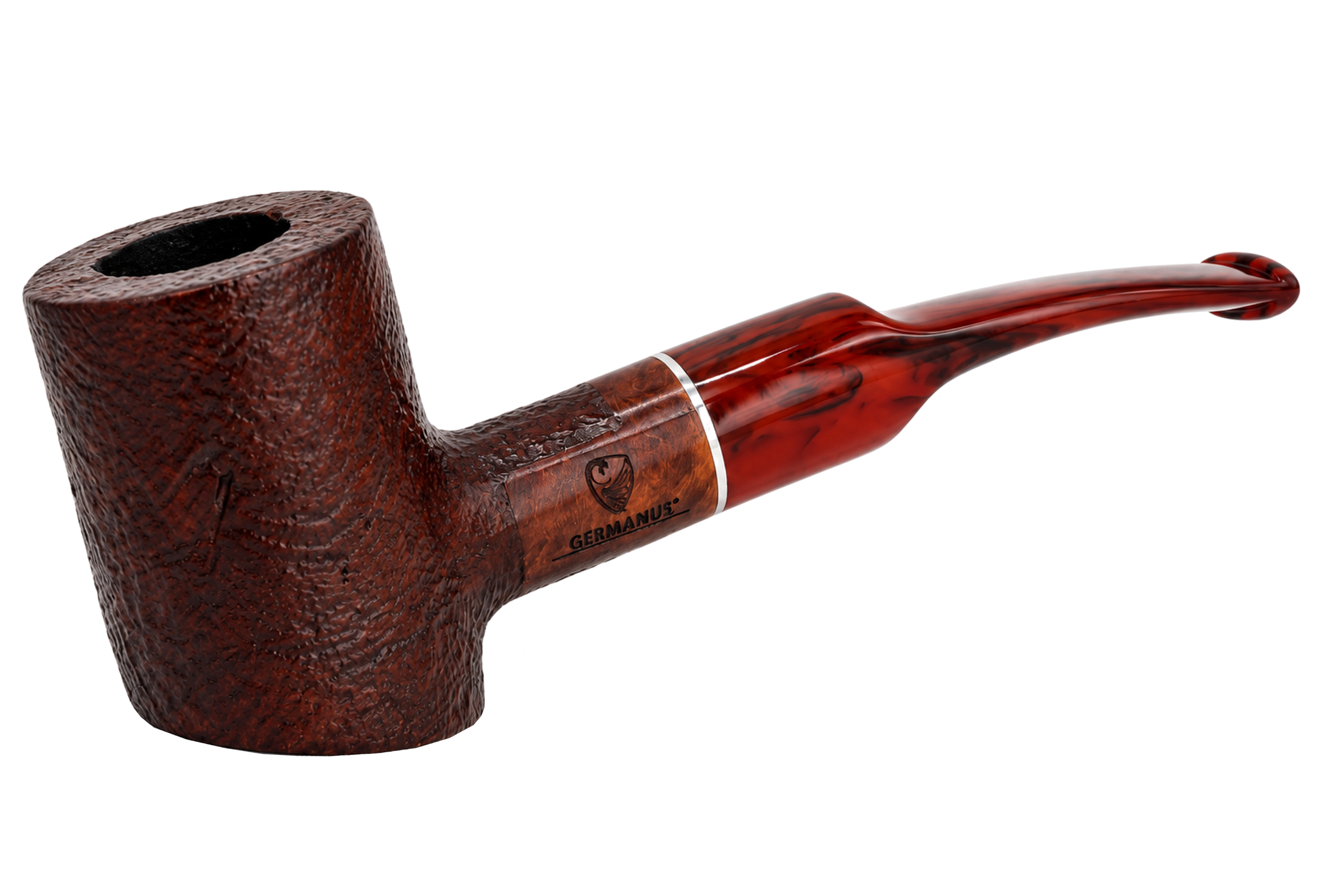 GERMANUS Pipe Poker , Sandblast, brown with a ruby-red mouthpiece