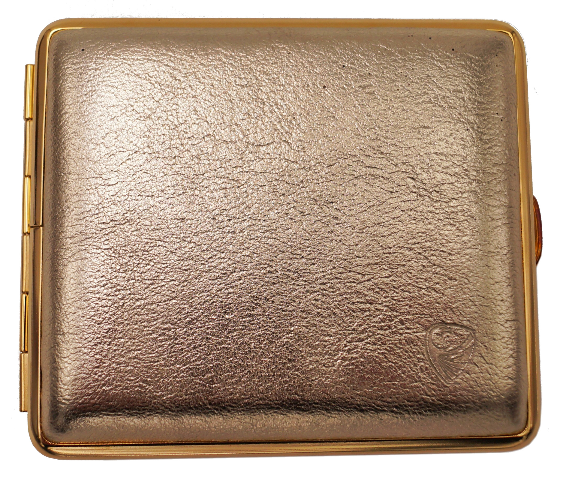 GERMANUS Zigarettenetui Metall Korpus mit Leder Bezug - Made in Germany  - Design Gold Leder 3