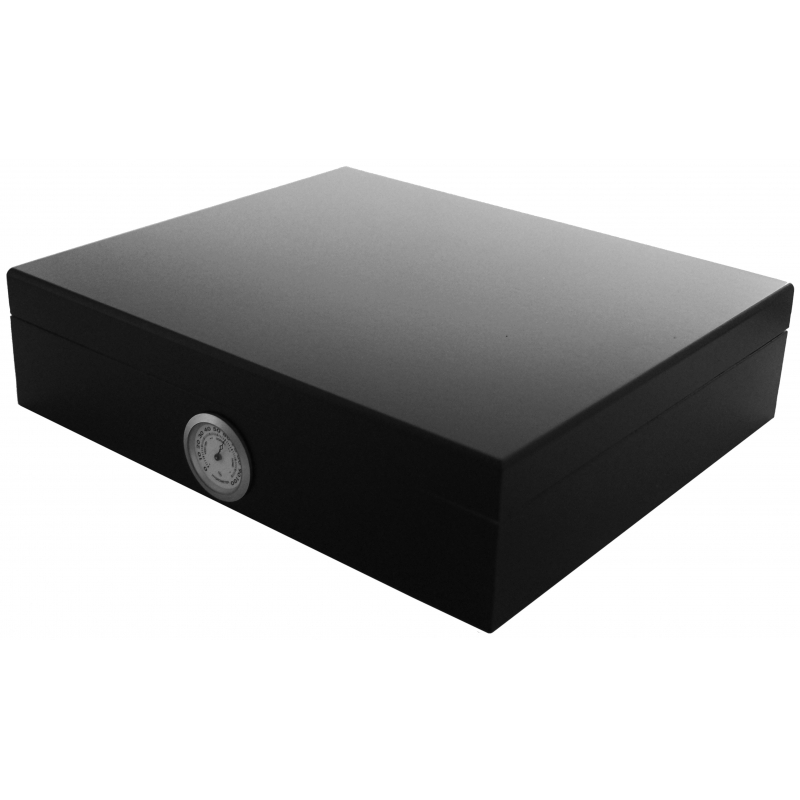 GERMANUS Humidor Geschenkset : Humidor , Zigarrenascher , Jetflame Feuerzeug - schwarz