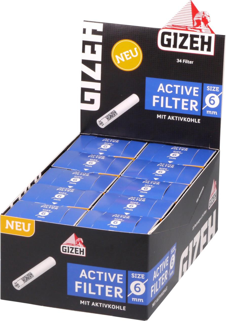 Gizeh Filter - Aktivkohle, 6 mm - 34 Stück