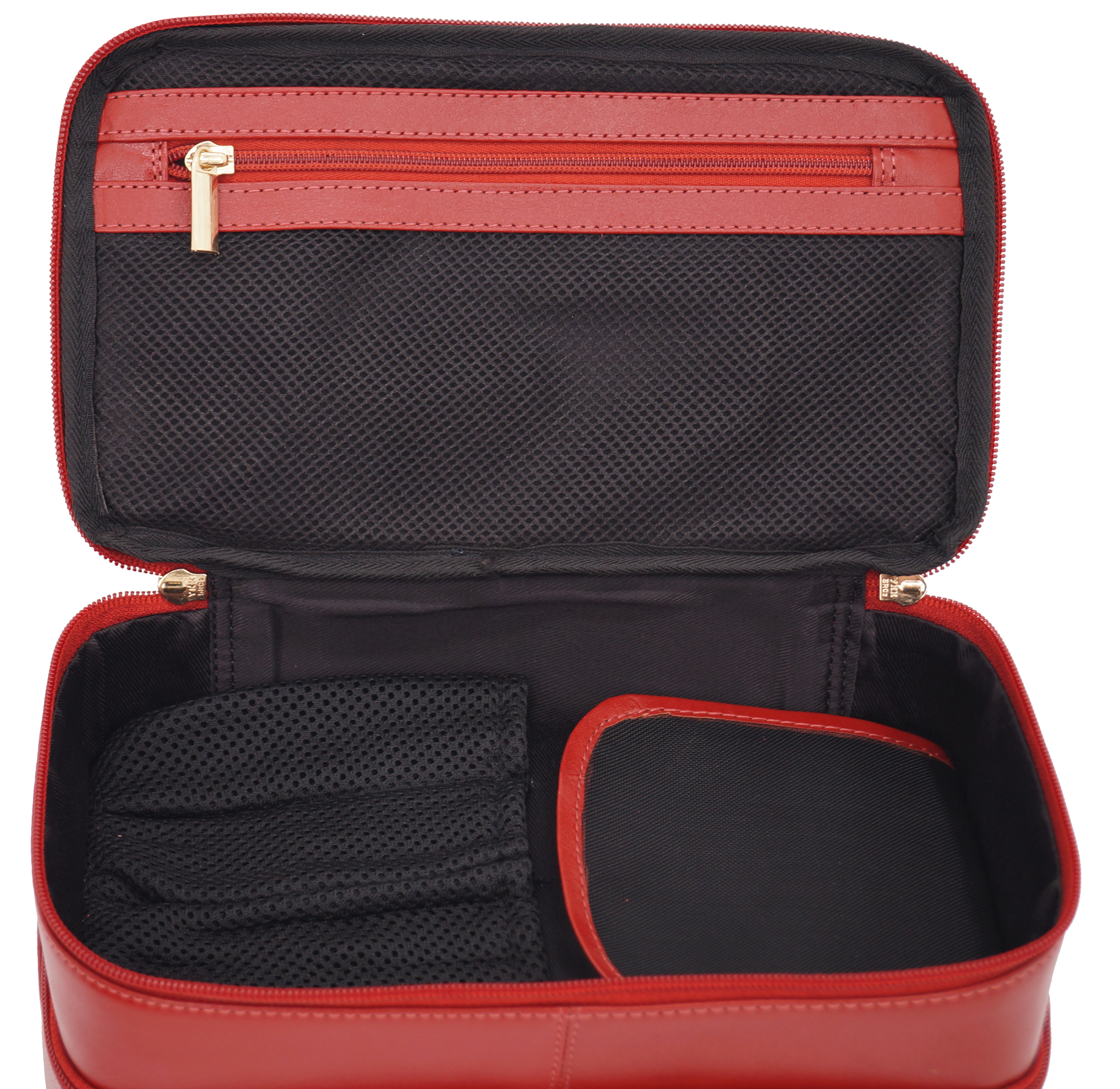 GERMANUS Handgemachte Kosmetiktasche Ina, Kosmetikkoffer und Kulturtasche aus dickem Leder