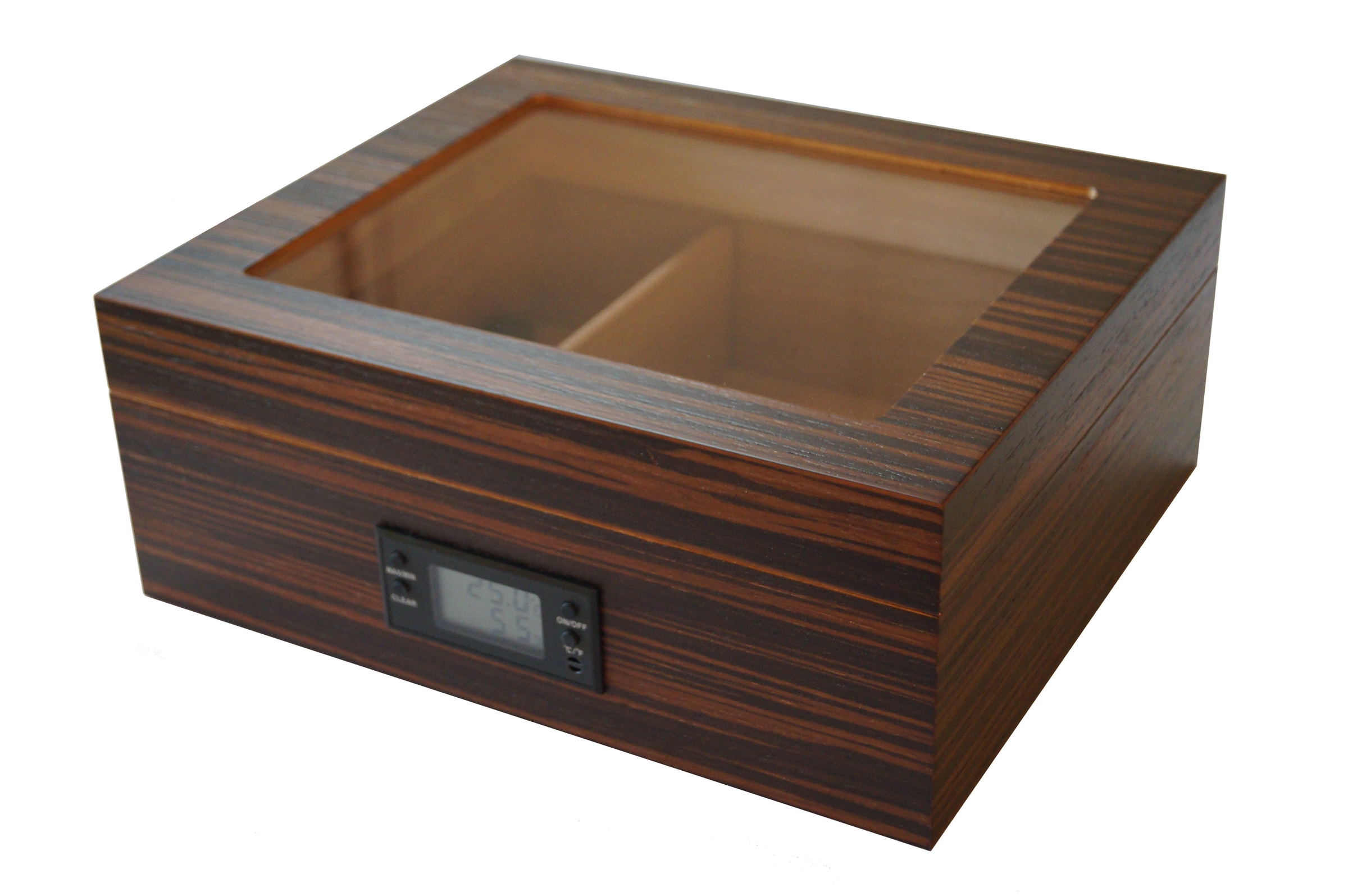GERMANUS "Ebenum" Zigarren Humidor mit Digital Hygrometer in Schwarz Braun für ca. 50 Zigarren