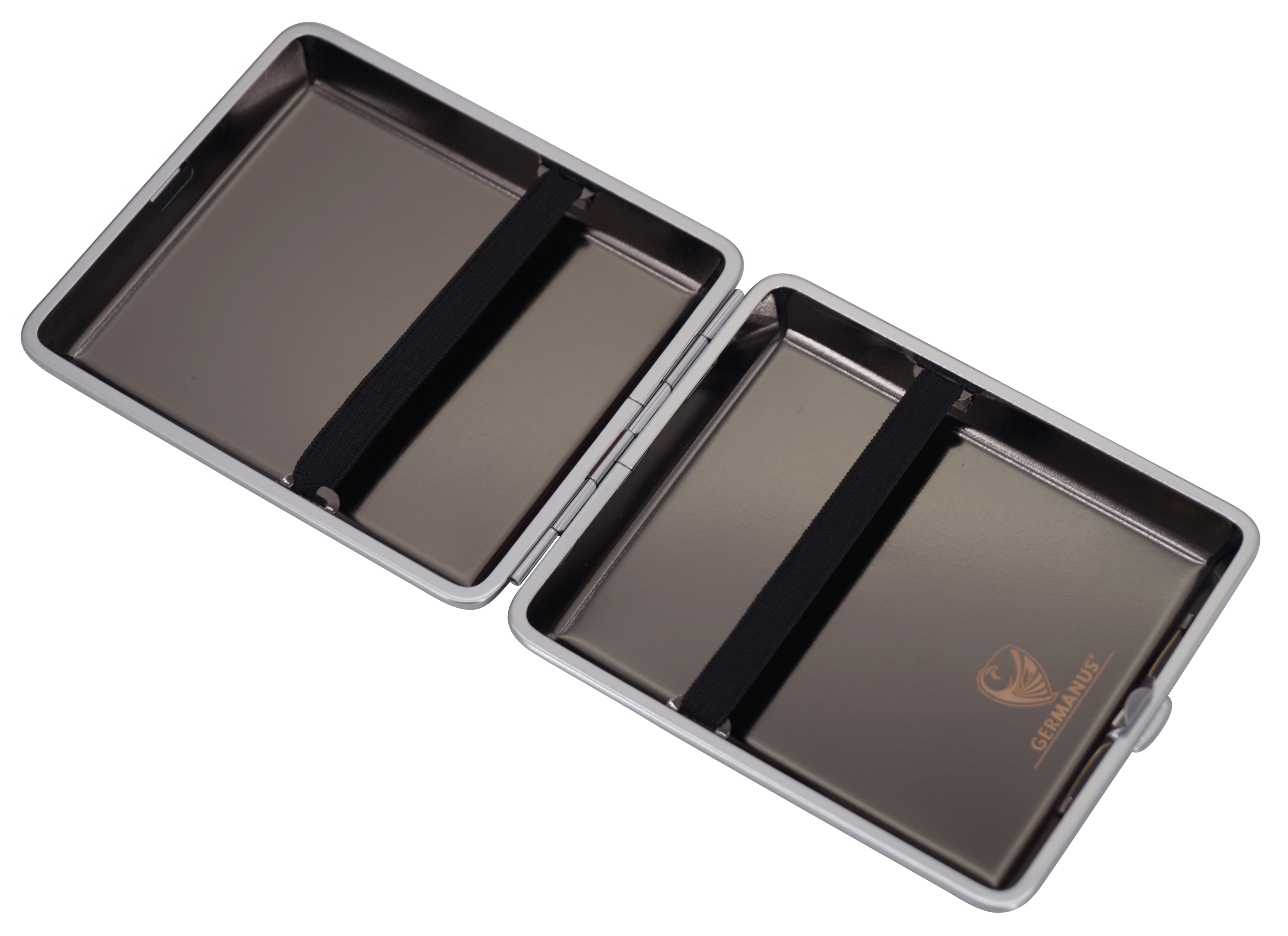 GERMANUS Cigarette Case Metal with Calf Leather Application - Design Black II