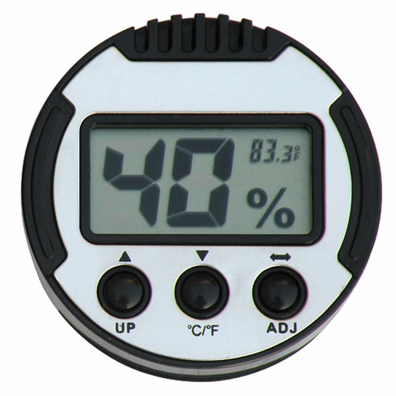 GERMANUS Kalibrierbarer Digital Humidor Hygrometer - Rund I - Farbe : Silber