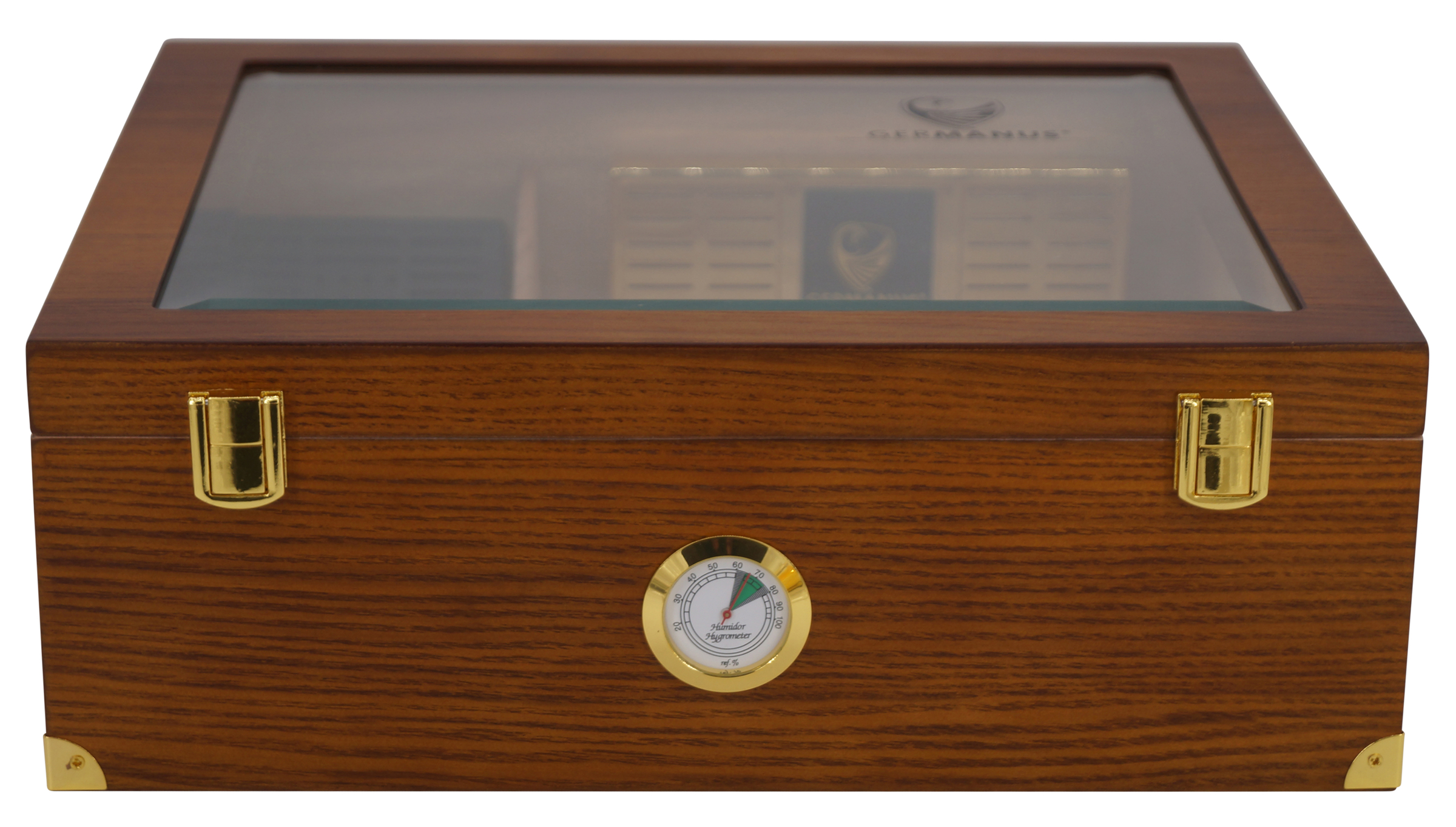 Sonderangebot: GERMANUS Humidor Truhe für 100 Zigarren in braun mit Glasfenster