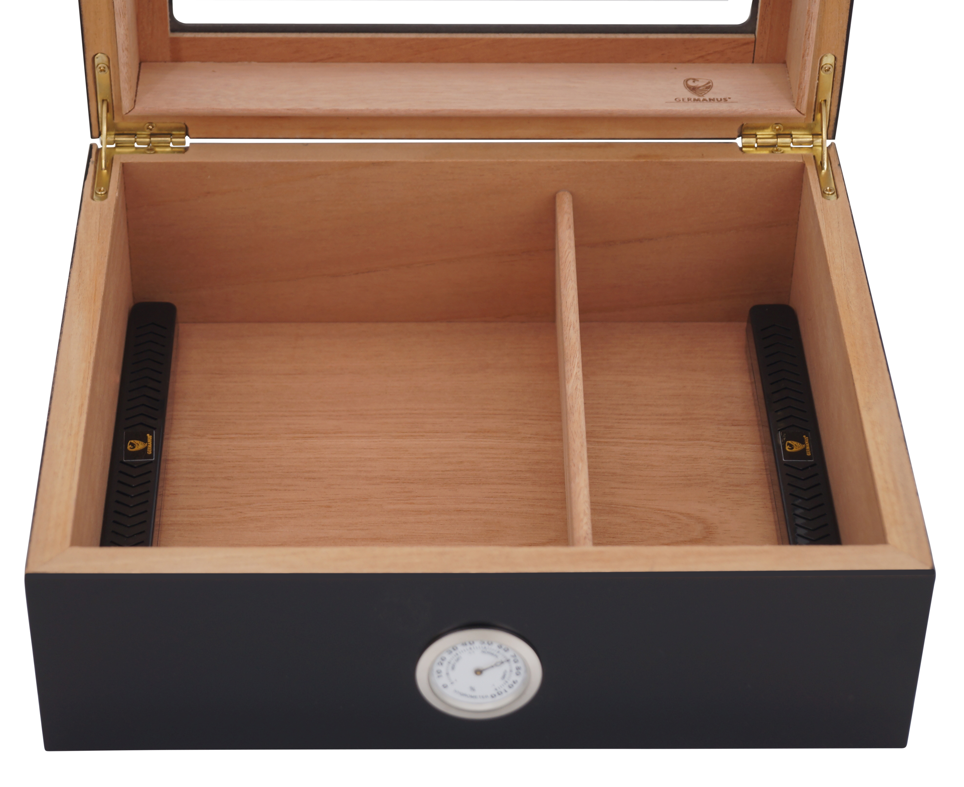 GERMANUS Zigarren Humidor "Black Beauty" für ca. 50 Zigarren, Schwarz