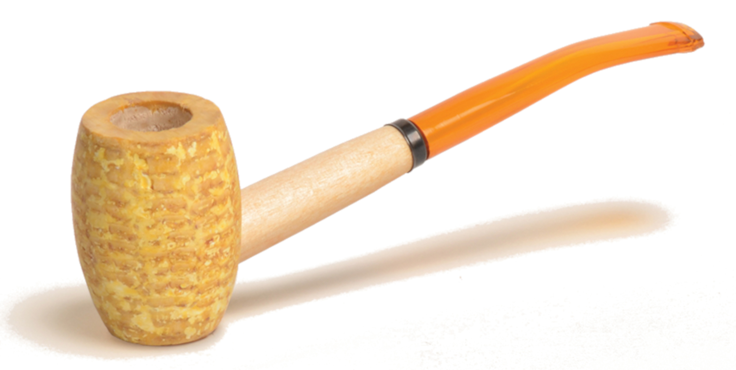 Original Missouri Quality Corncob Pipe - Shape: Huck Finn Mizzou - Long Feather Glatt, Bent
