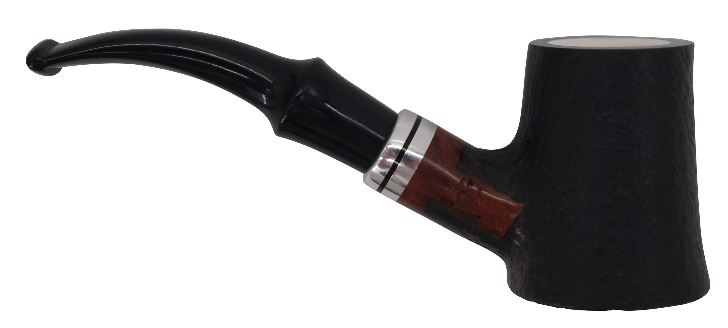 GERMANUS Pfeife Nr. 17 Poker selbst stehend mit Meerschaum Einsatz Sand - Made in Italy