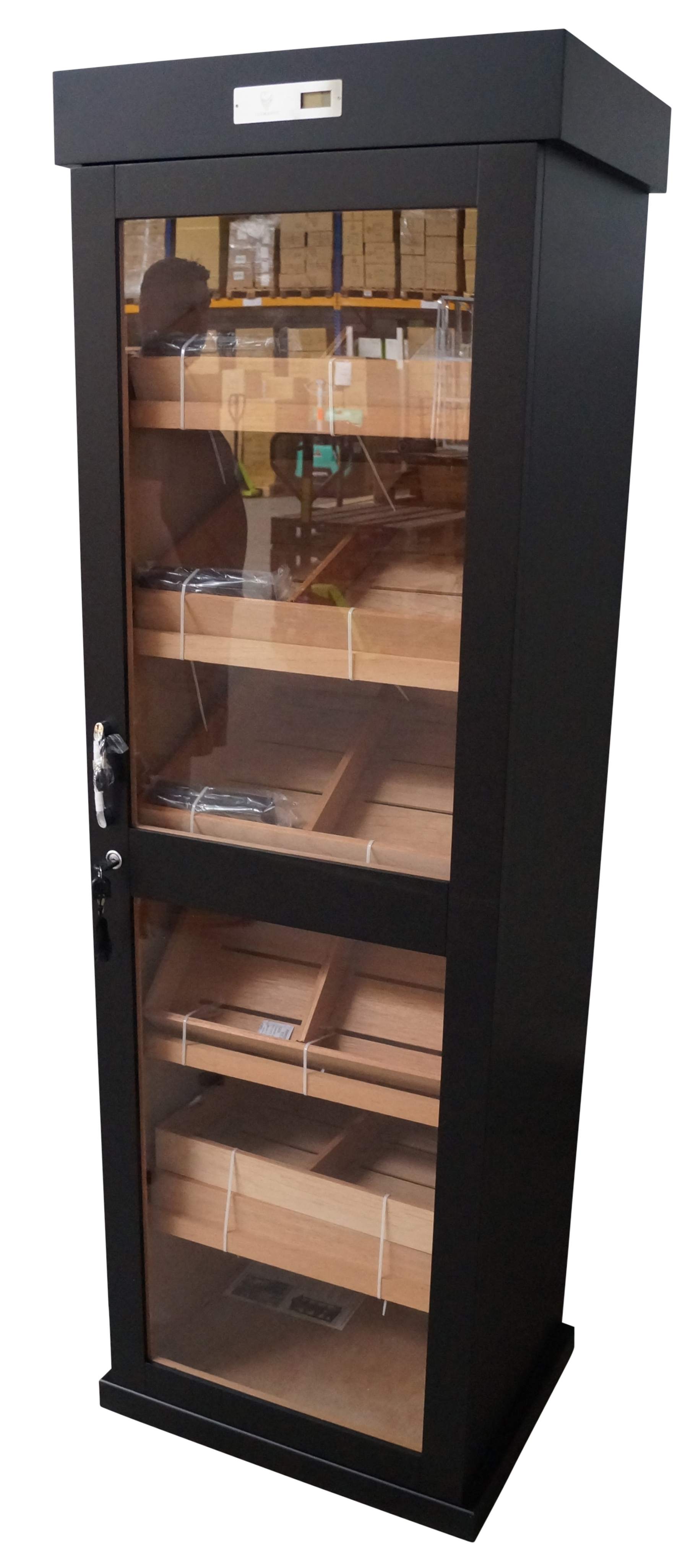 GERMANUS Cigar Humidor Cabinet Quad with GERMANUS Humidifier und GERMANUS Digital hygrometer