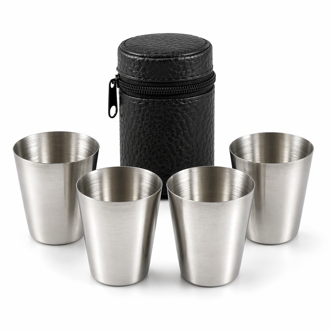 Pinnchen, Stamperl, Trinkbecher für Schnaps, 4 Becher in Etui