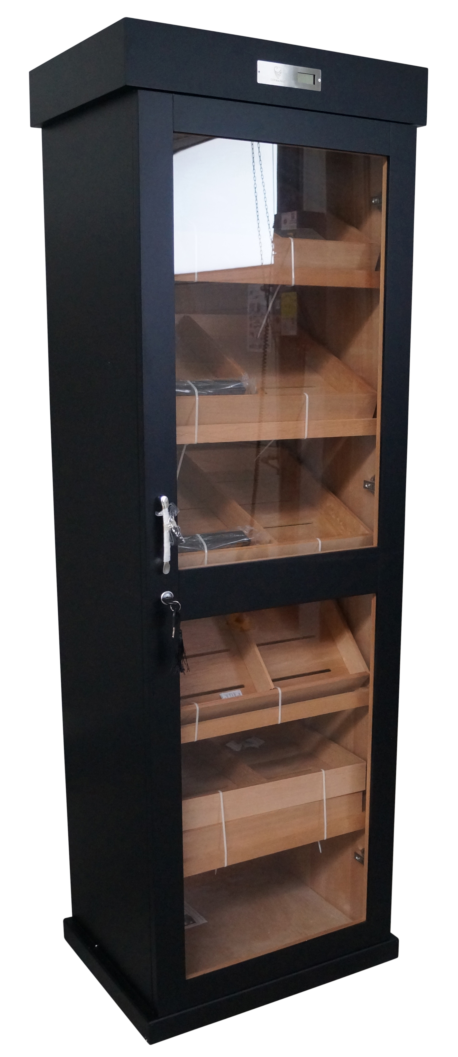 GERMANUS Cigar Humidor Cabinet Quad with GERMANUS Humidifier und GERMANUS Digital hygrometer