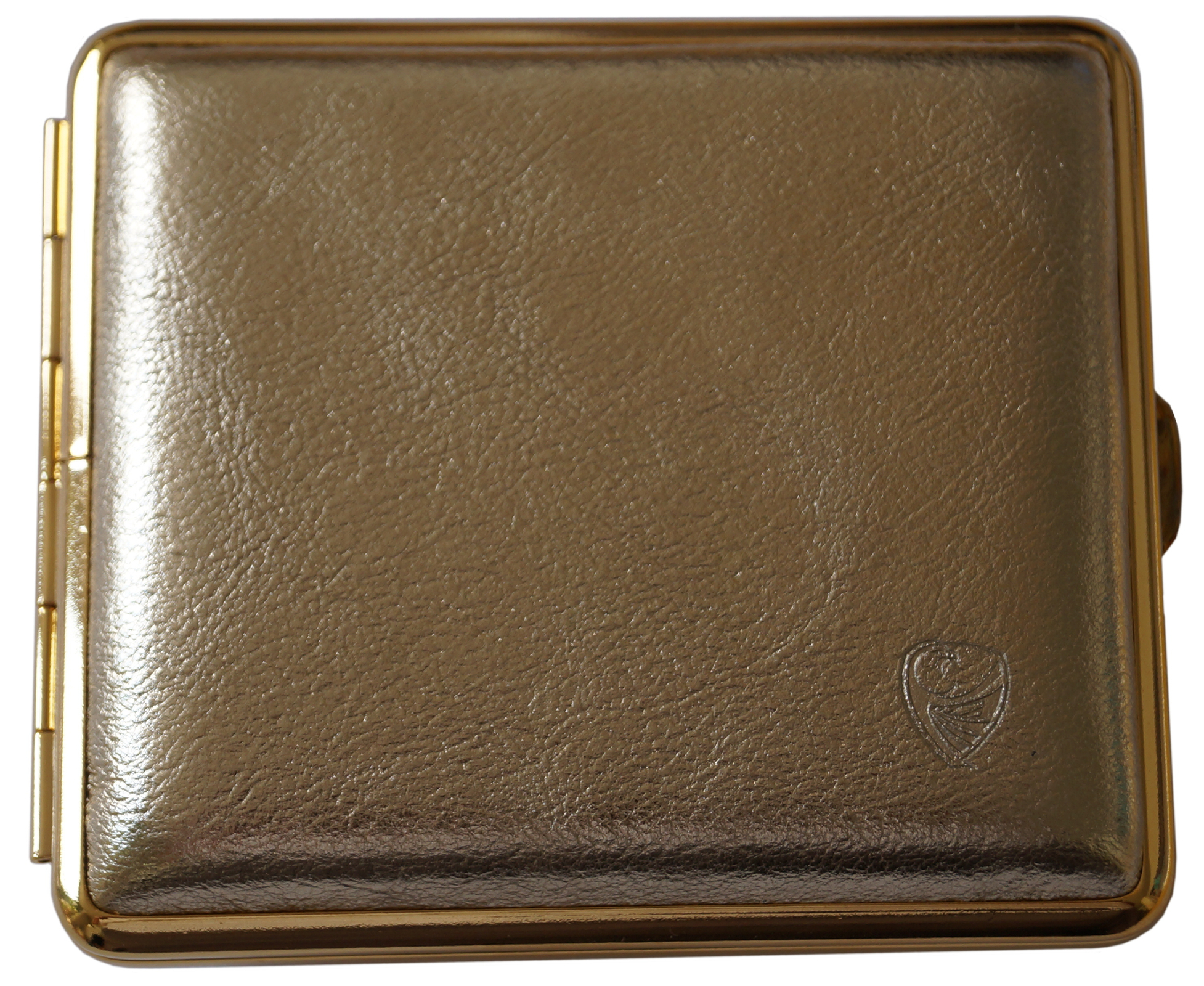GERMANUS Zigarettenetui Metall Korpus mit Leder Bezug - Made in Germany  - Design Gold Leder III