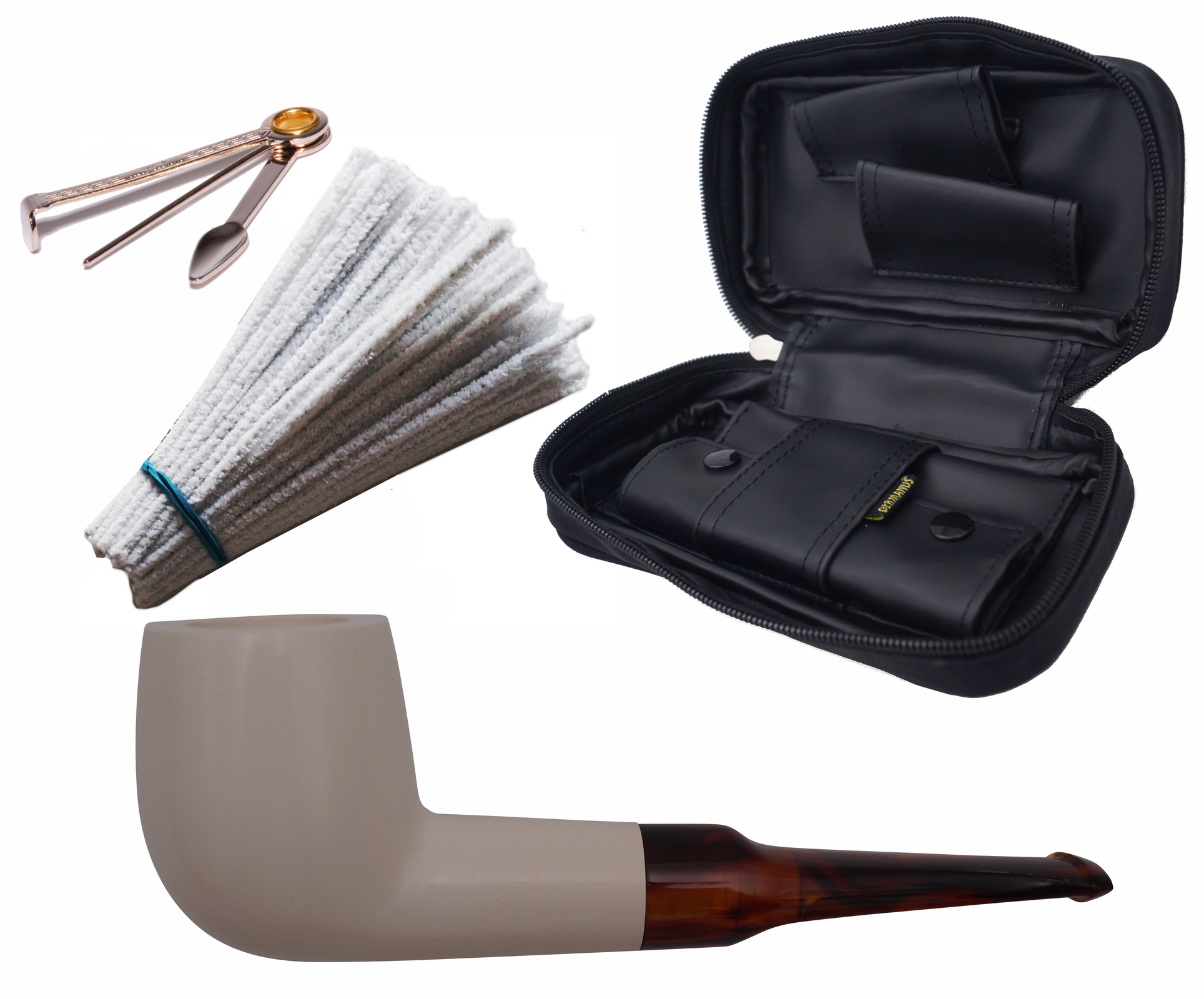GERMANUS Premium Pfeifenset Meerschaum Billiard