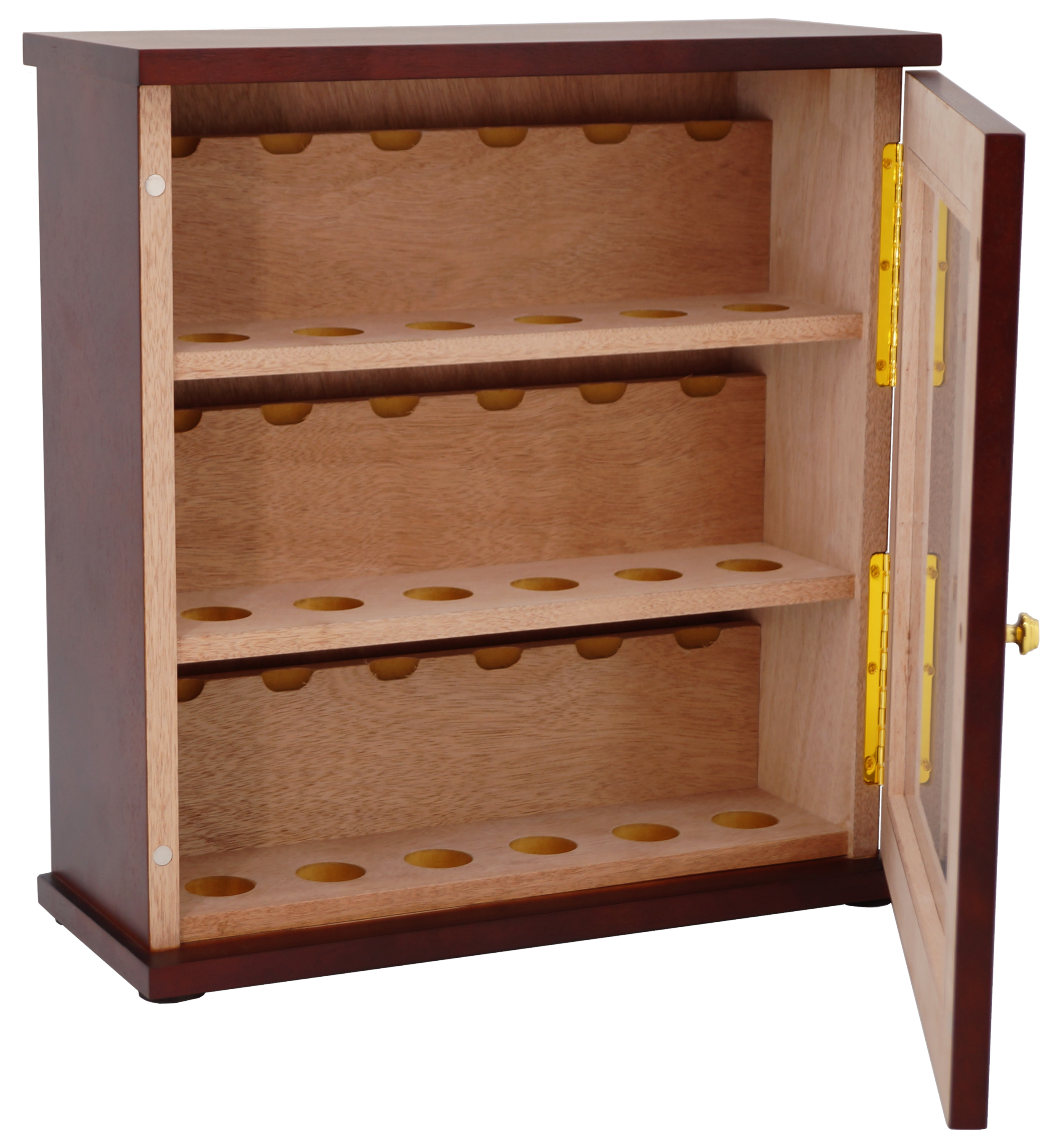 GERMANUS Pipe Cabinet for 18 tobacco pipes with safe holders