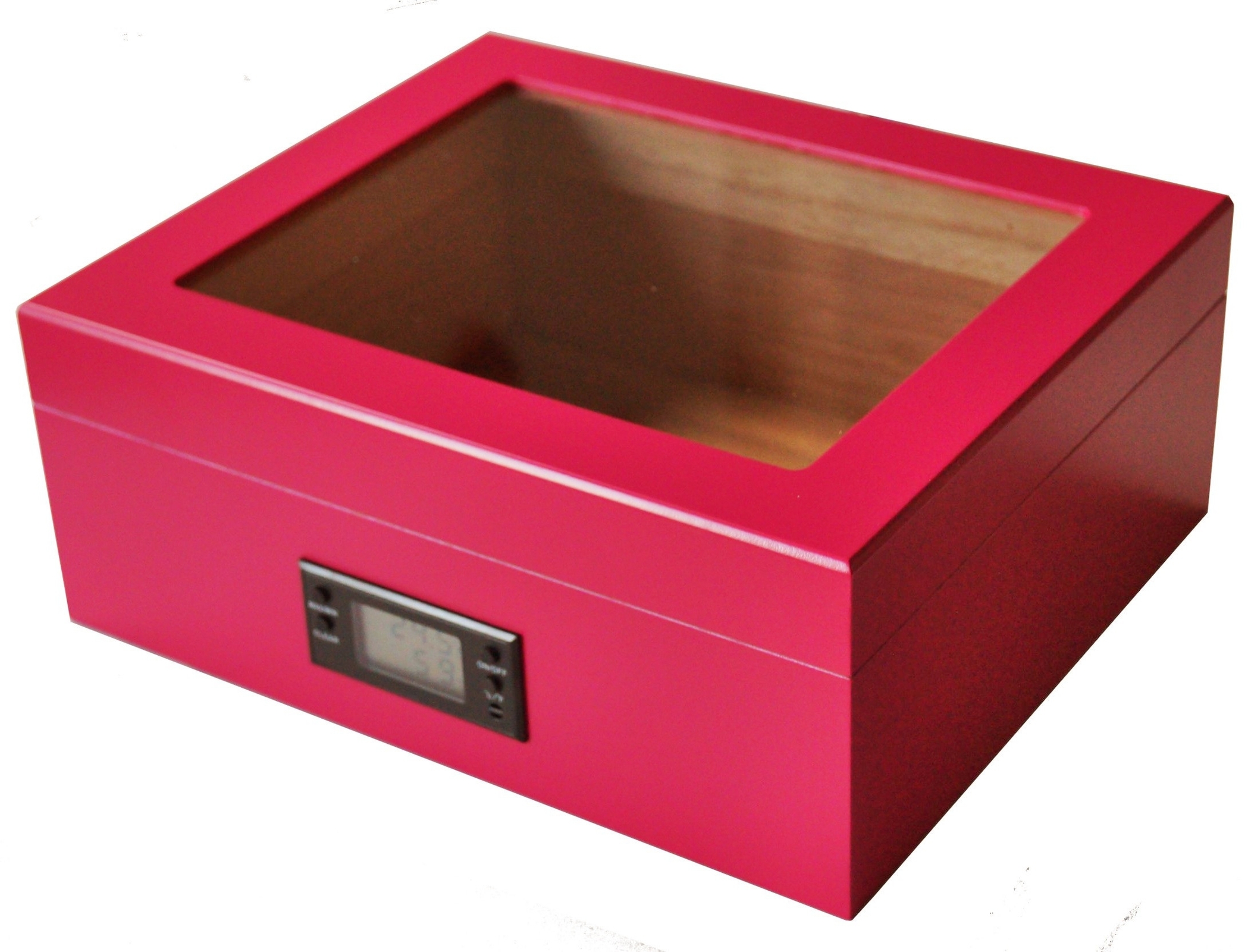 GERMANUS "Desk" Rosa Zigarren Humidor mit Digital Hygrometer in Pink für ca. 50 Zigarren