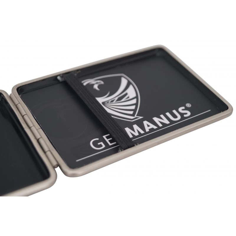 GERMANUS Zigarettenetui für Zigaretten Metall Korpus mit Leder Bezug - Made in Germany  - Design Schwarz II