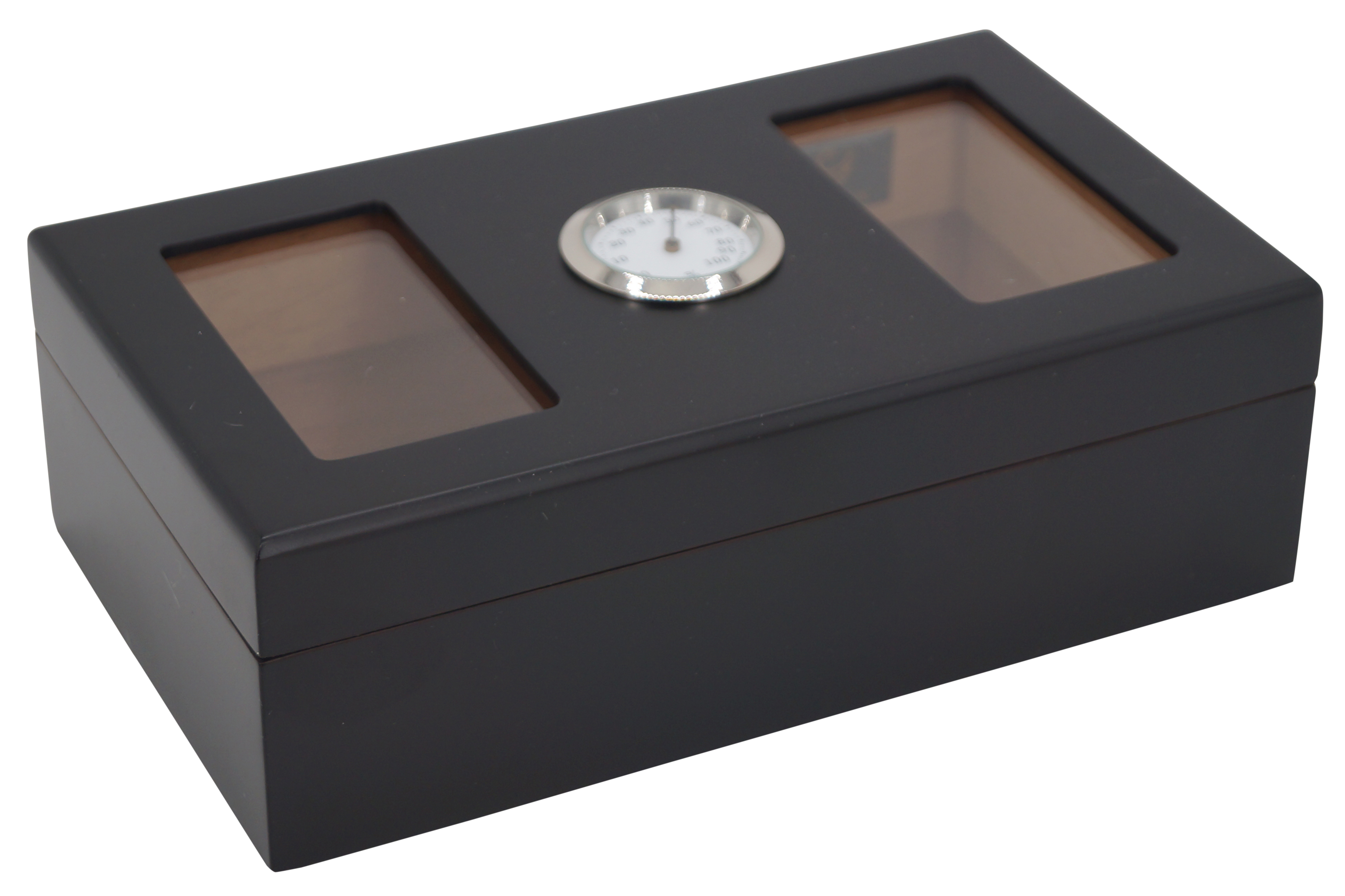 GERMANUS Humidor Mini Desk Portable mit Sichtfenster in Schwarz