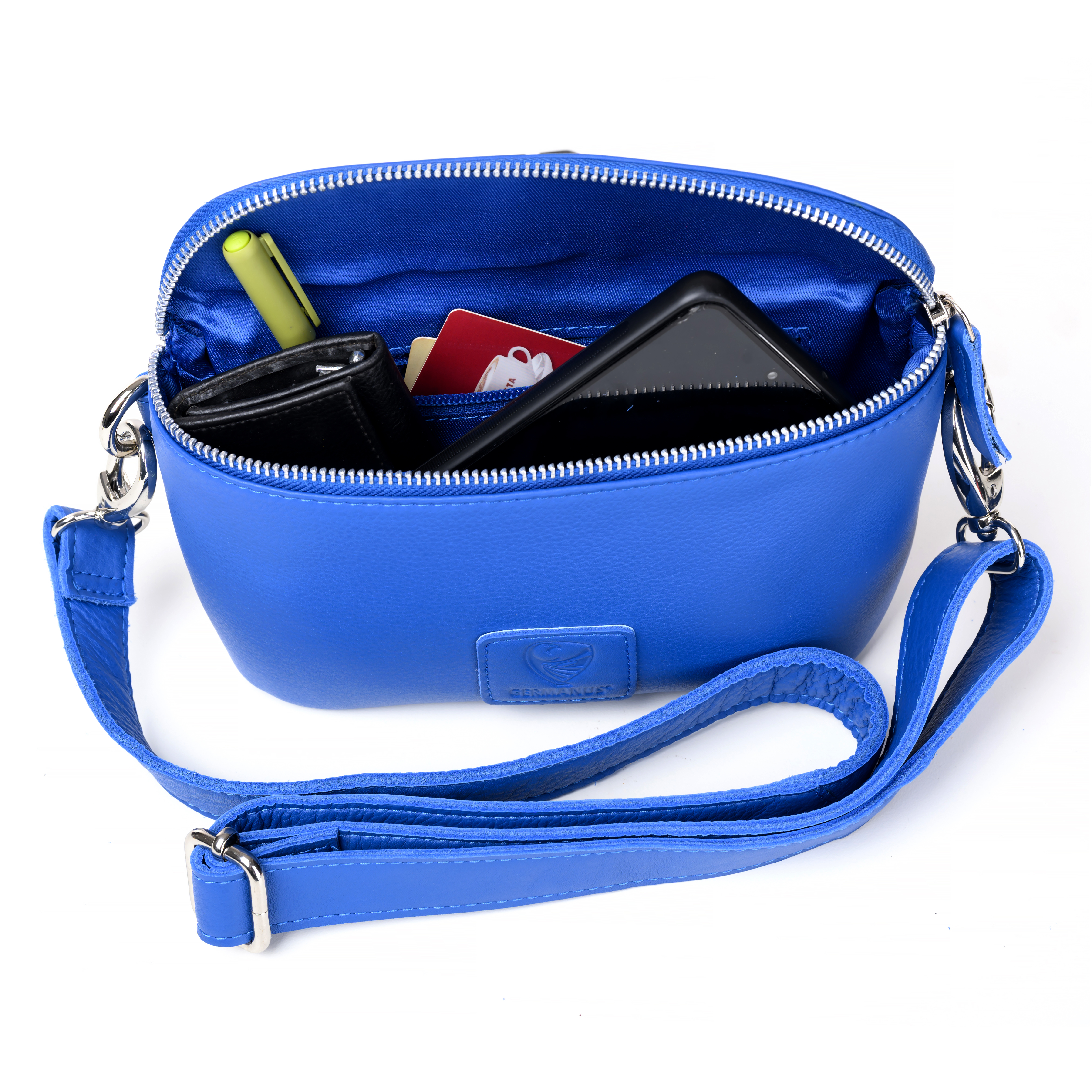 GERMANUS Belt Bag Mika Crossbody Bag, Bum Bag, Fanny Pack, Shoulder Bag, Leather Bag Blue