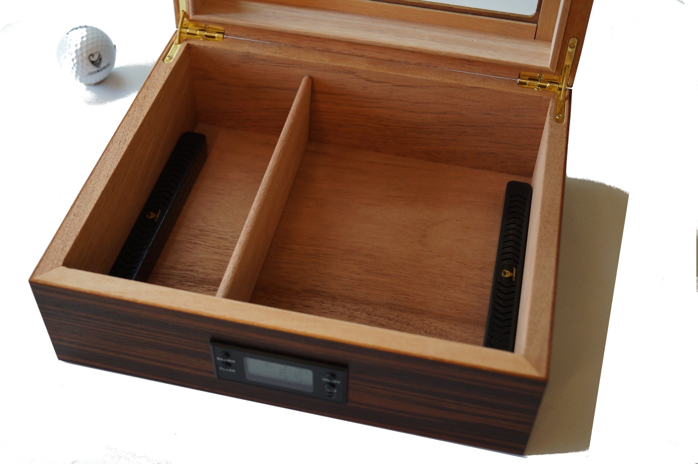 B-Ware GERMANUS Ebenum Zigarren Humidor mit Digital Hygrometer in Schwarz Braun für ca. 50 Zigarren