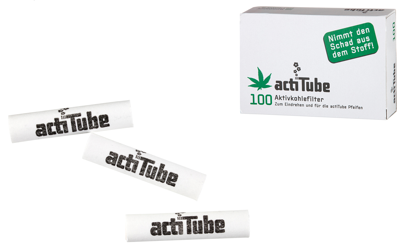 Acti Tube Aktivkohlefilter 8mm bzw. 9mm Pfeifen Filter, 100 St.