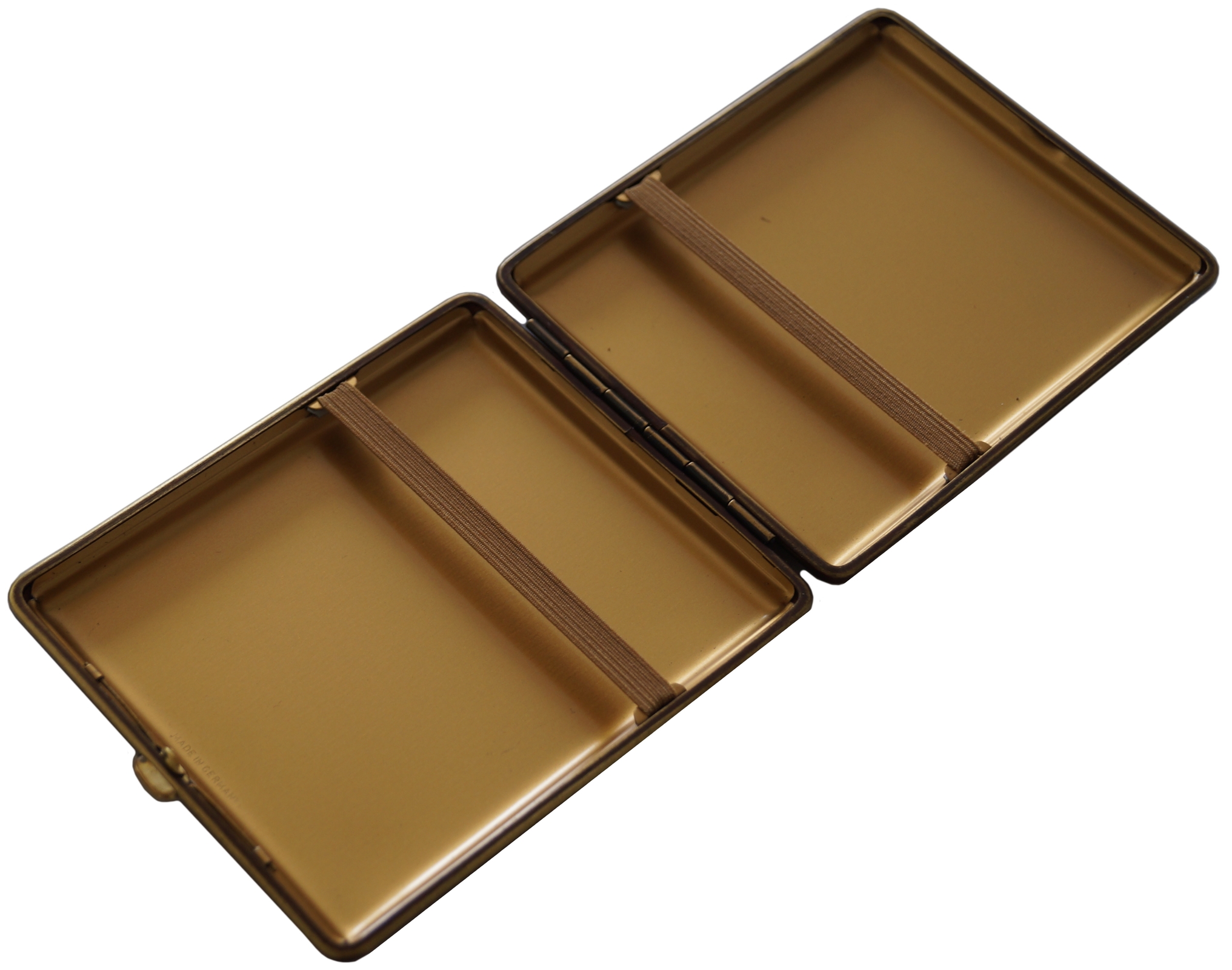 GERMANUS Cigarette Case Metal with Calf Leather Application - Made in Germany - Design Wild Bull, 100 mm