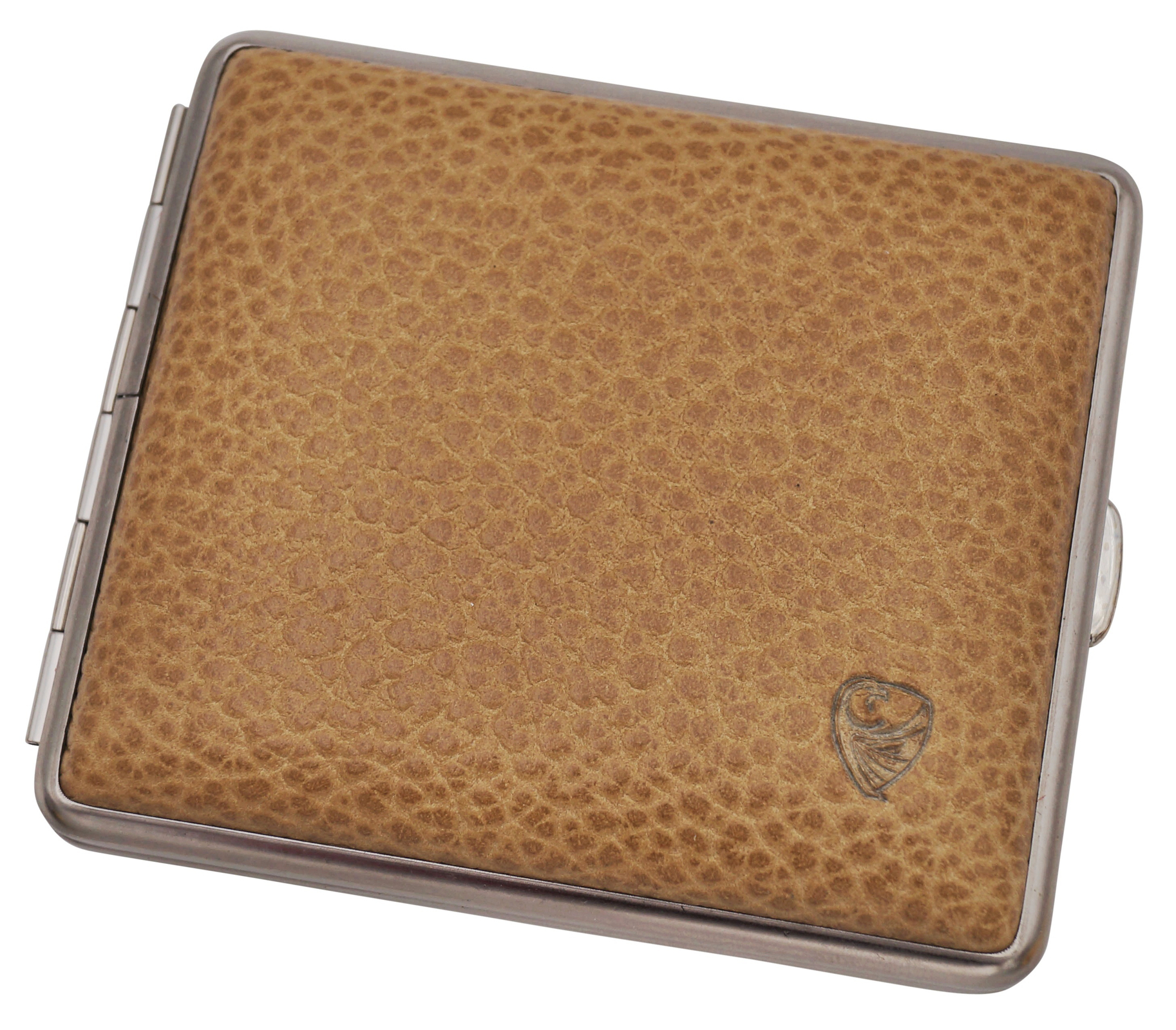 GERMANUS Zigarettenetui - Metall mit Leder Bezug - Made in Germany  - Design Schottisch Sand