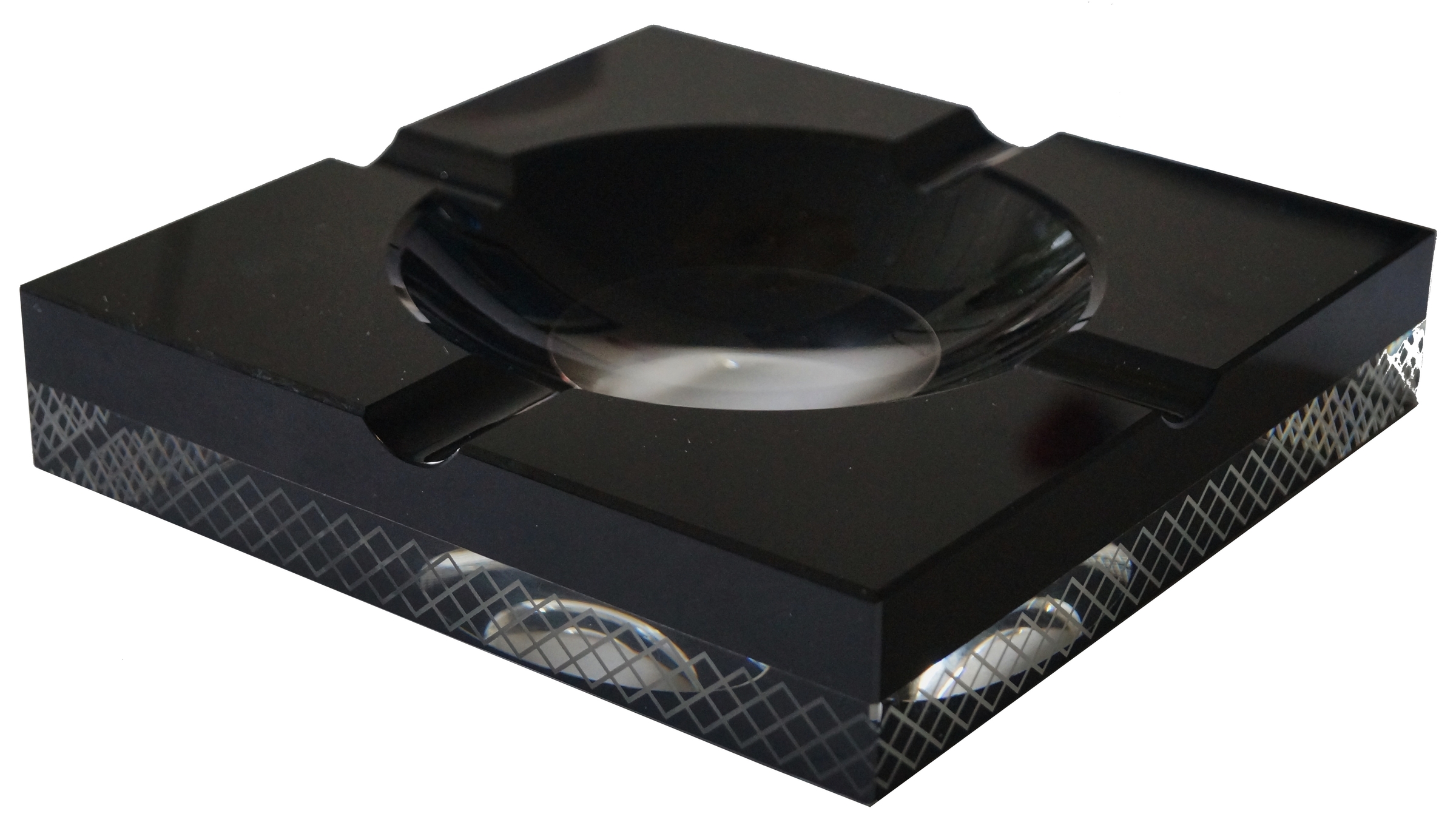 GERMANUS Aschenbecher aus Kristallglas für Zigarren , Schwarz Transparent