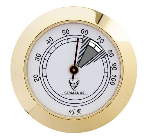GERMANUS Hygrometer als Ersatz für Humidor 35 mm, gold