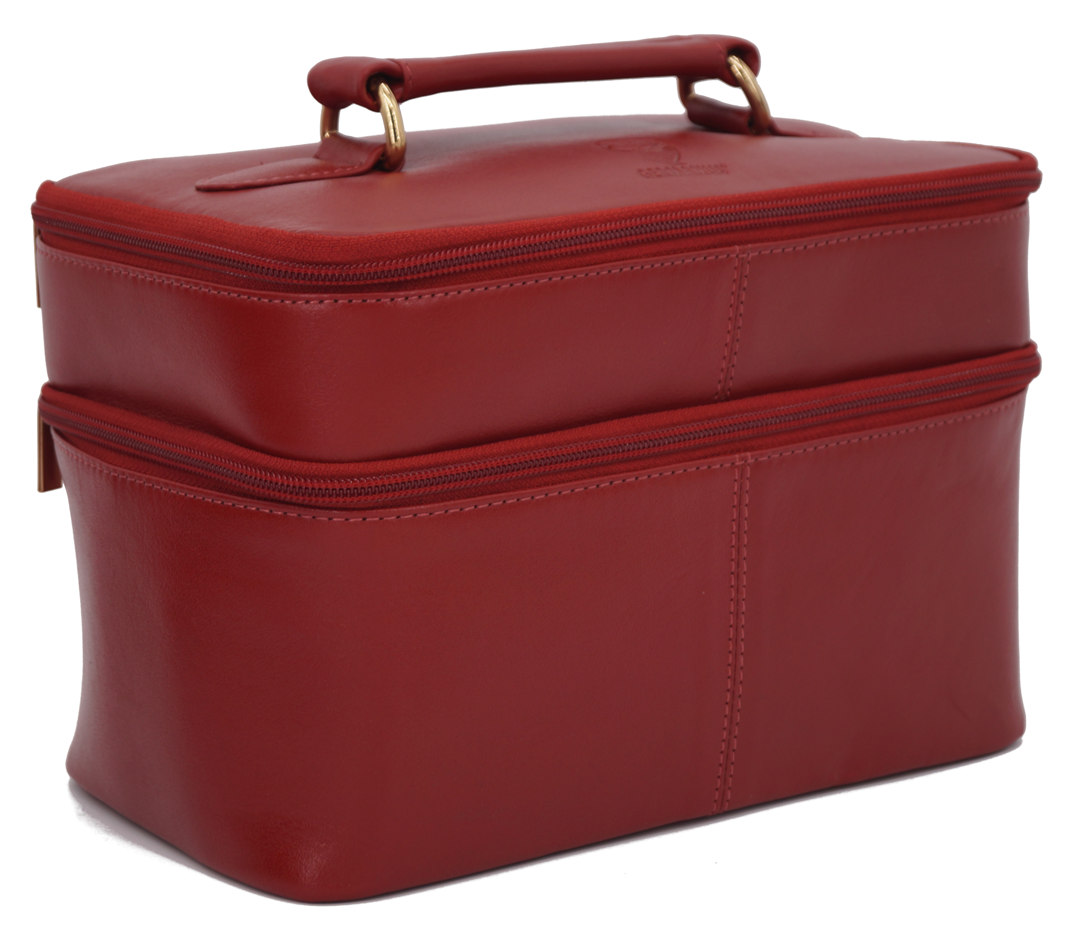 GERMANUS Handgemachte Kosmetiktasche Ina, Kosmetikkoffer und Kulturtasche aus dickem Leder