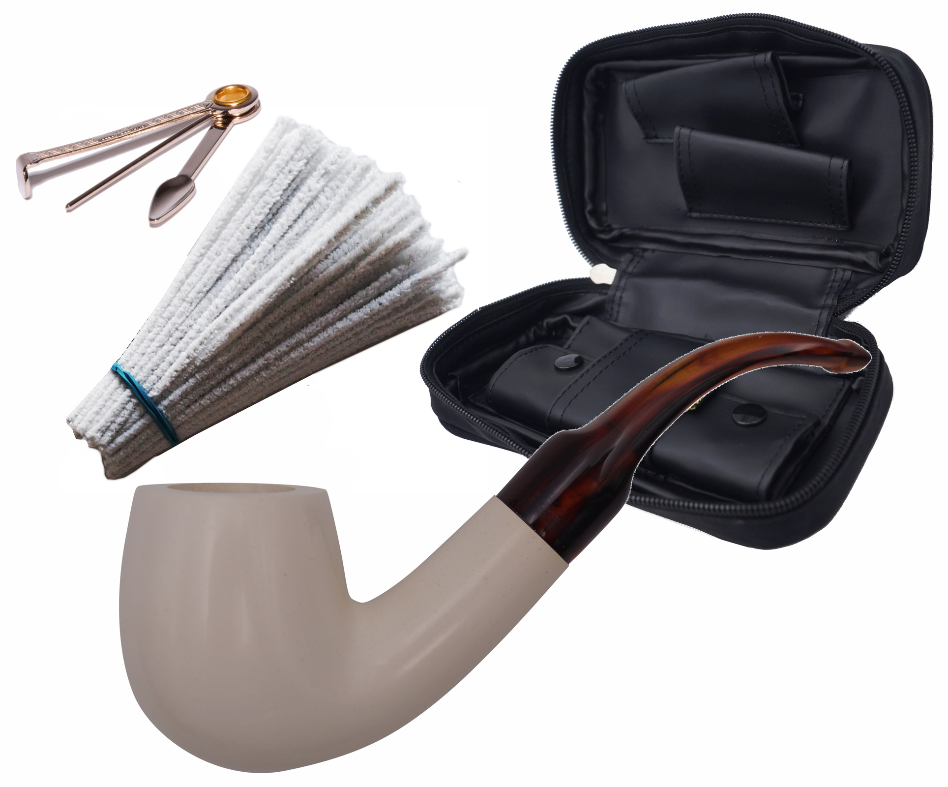 GERMANUS Premium Pfeifenset Meerschaum Bent