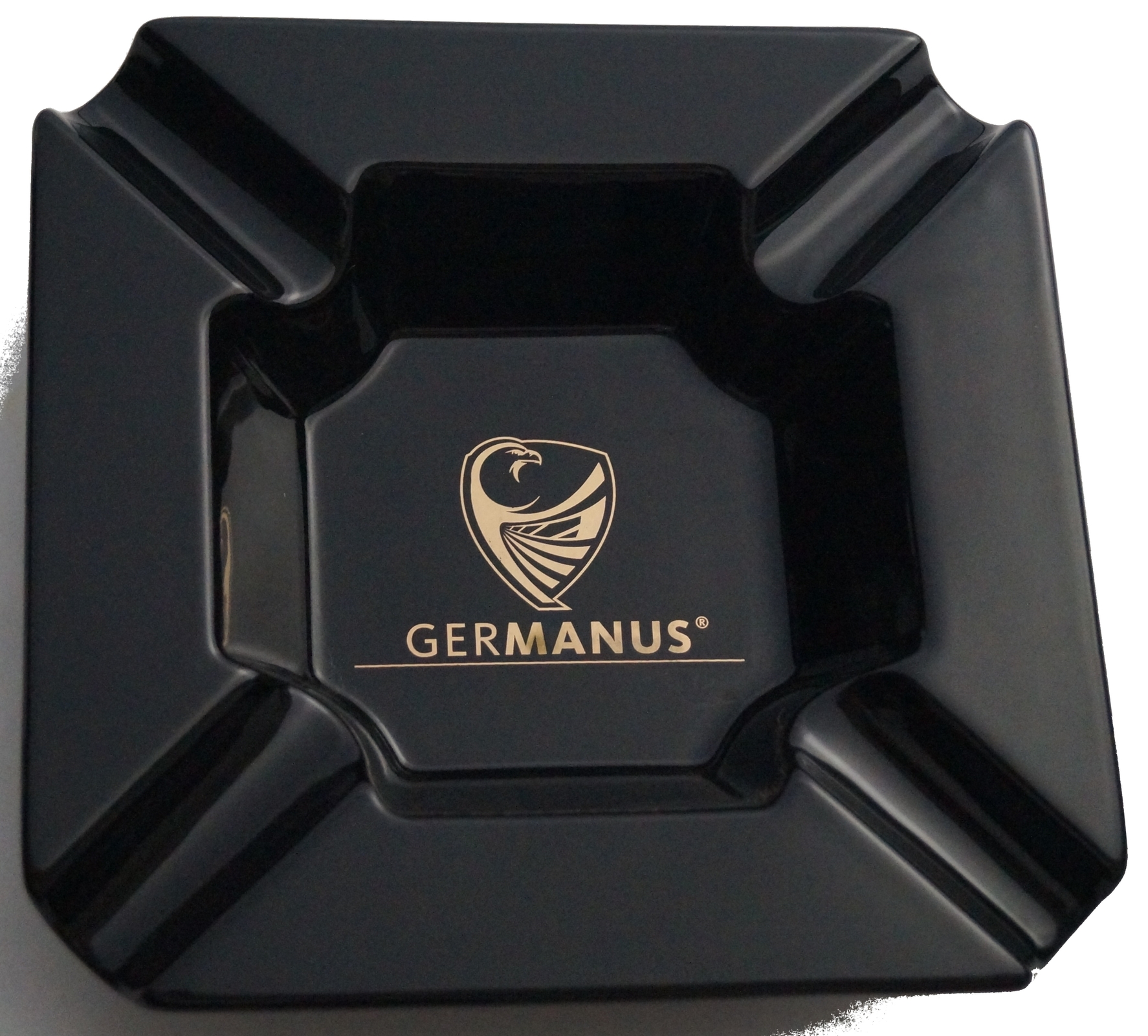 GERMANUS Zigarrenascher aus Porzellan - Schwarz Gold - Monument I