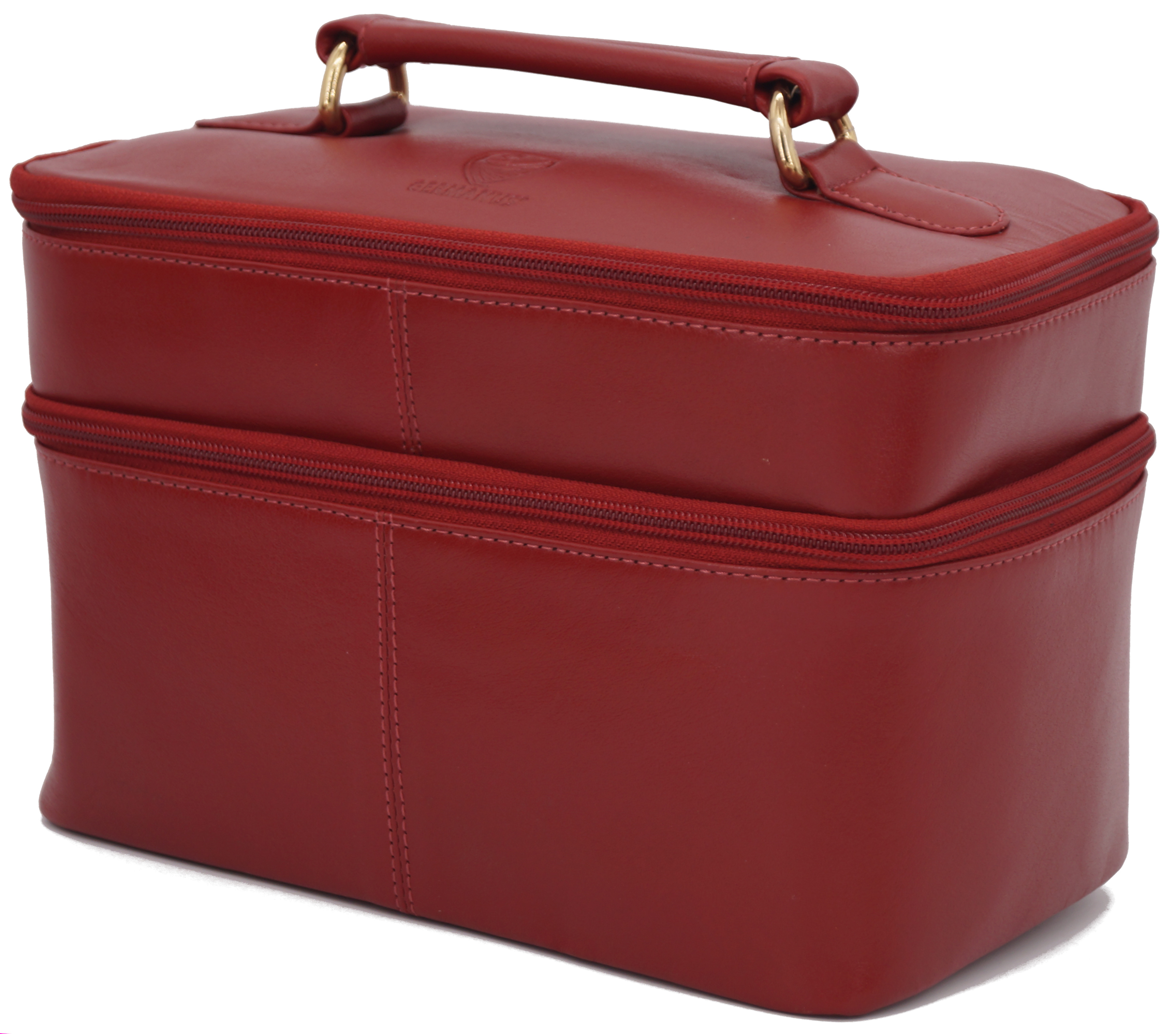 GERMANUS Handgemachte Kosmetiktasche Ina, Kosmetikkoffer und Kulturtasche aus dickem Leder