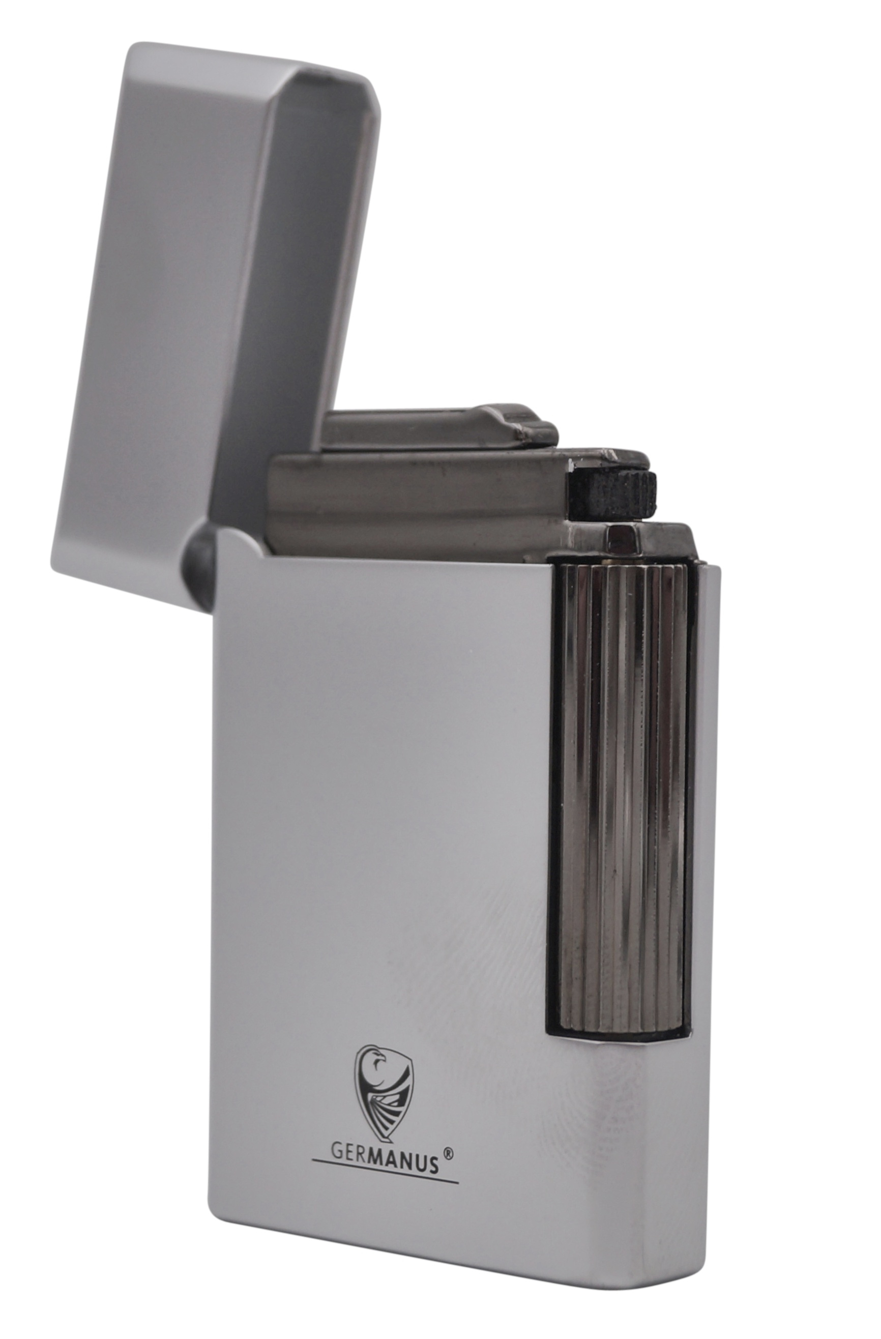 GERMANUS Feuerzeug, Vollmetall, Silber - robust
