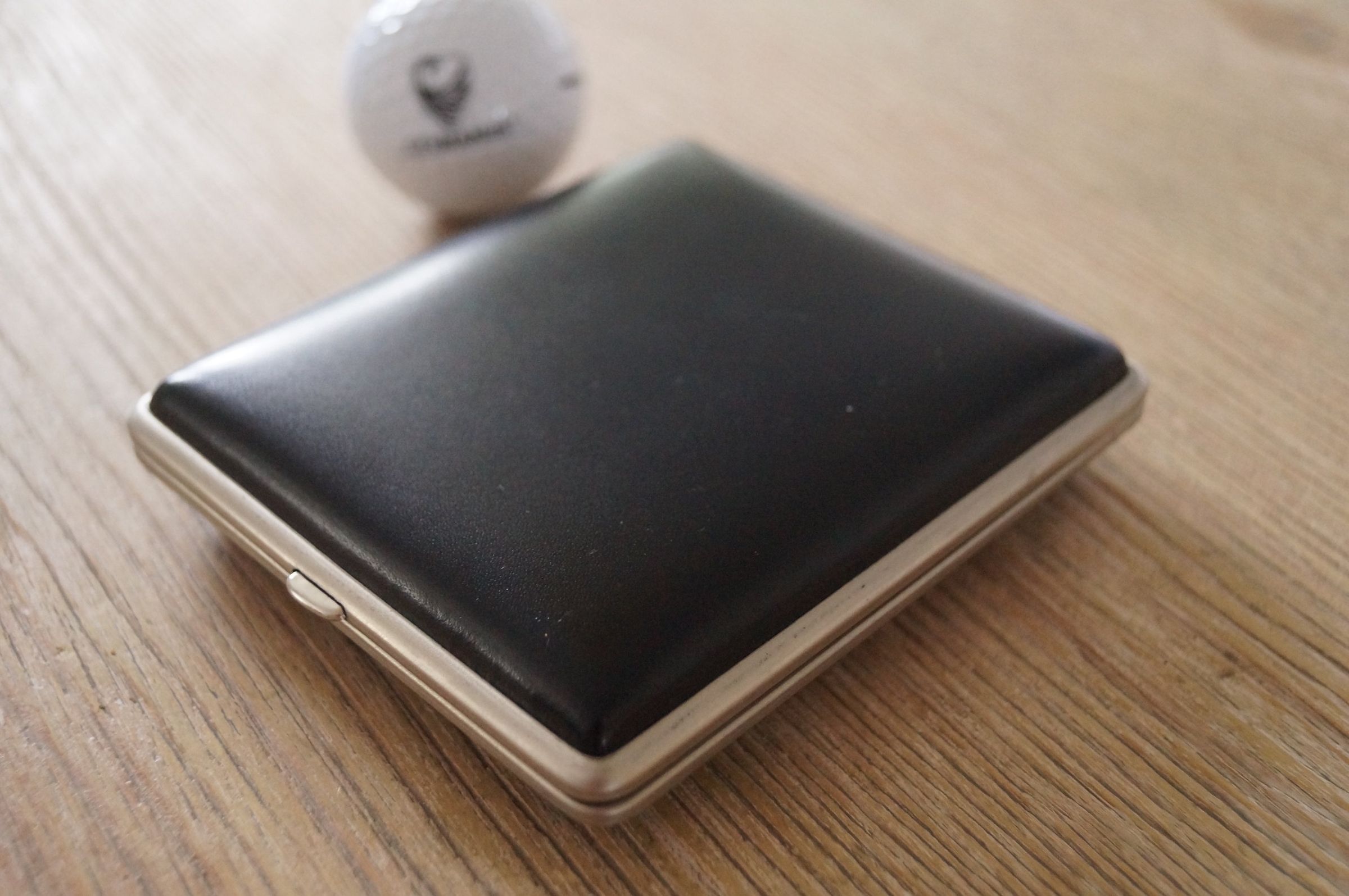 GERMANUS Cigarette Case Metal with Leather Application - Made in Germany - Design Leather Black, 100 mm