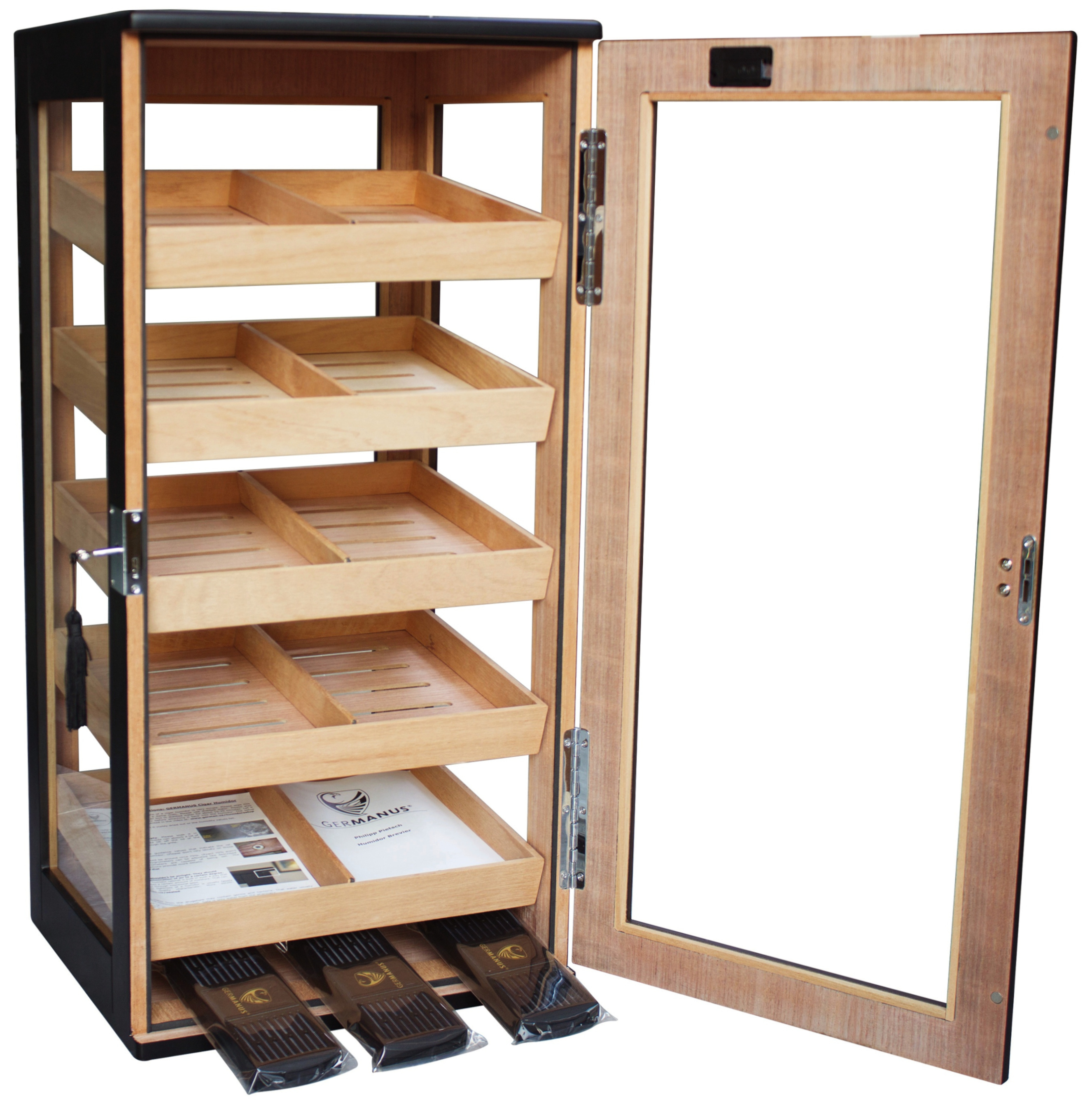 B-WARE: GERMANUS Humidor Schrank '33 für ca. 400 Zigarren mit Digitalhygrometer