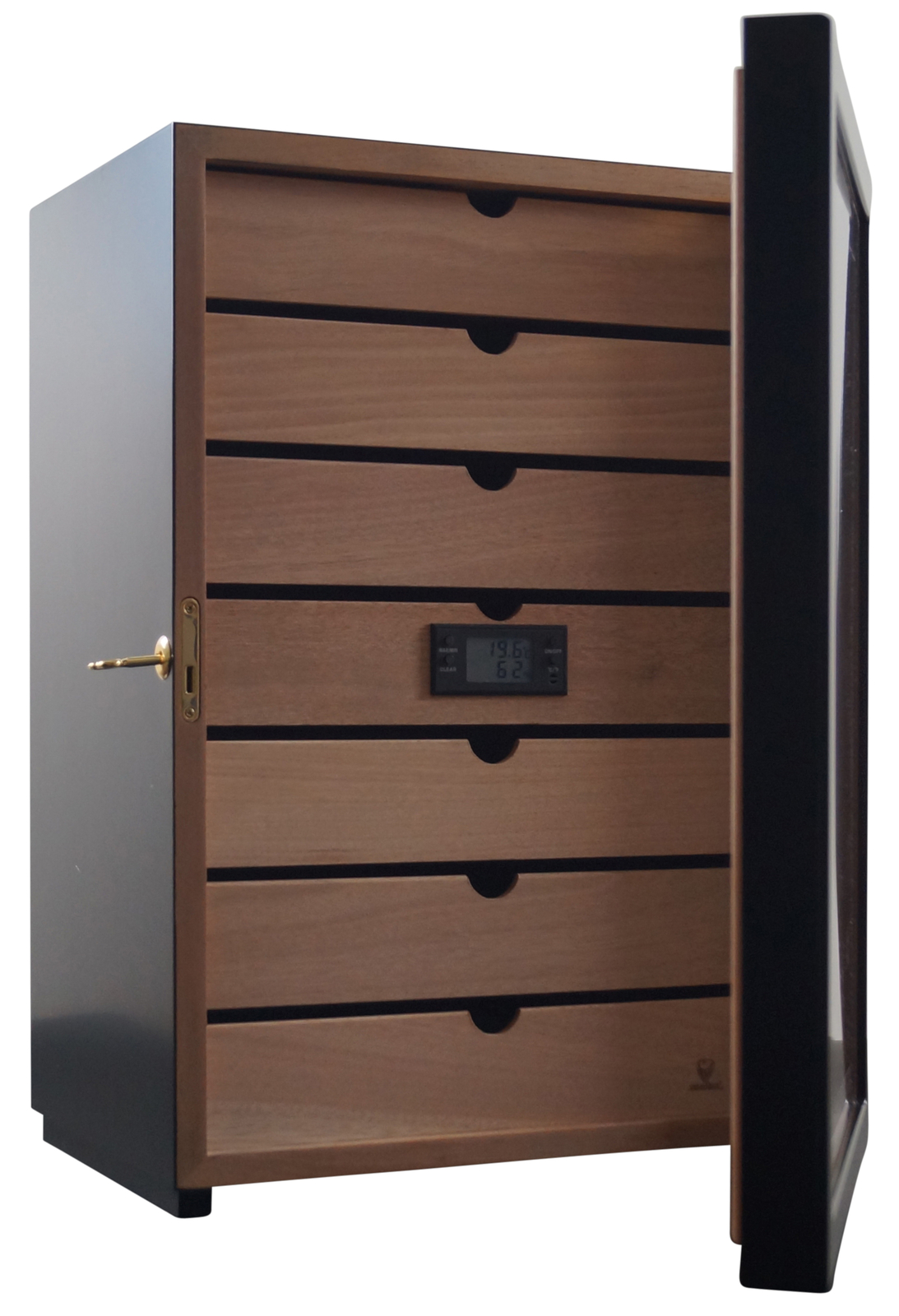 GERMANUS "Veter" Humidor Schrank für ca. 500 Zigarren mit Digitalhygrometer - Schwarz