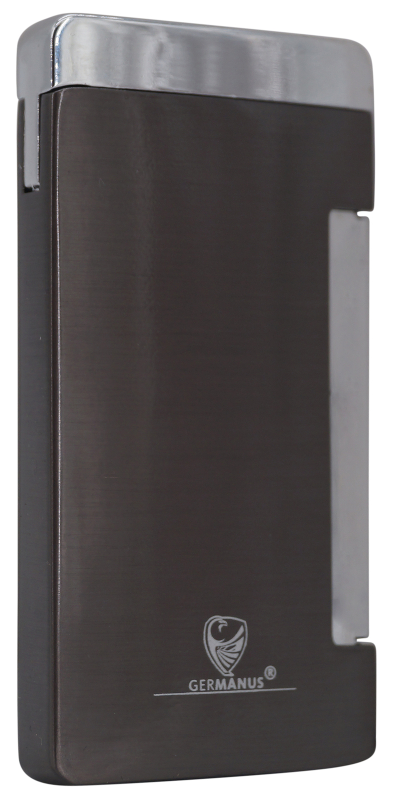 GERMANUS Jetflame Cigar Lighter Flat with 1 Torch Flames, Dark Silver GERMANUS Jetflame Cigar Lighter Flat with 1 Torch Flames, Dark Silver