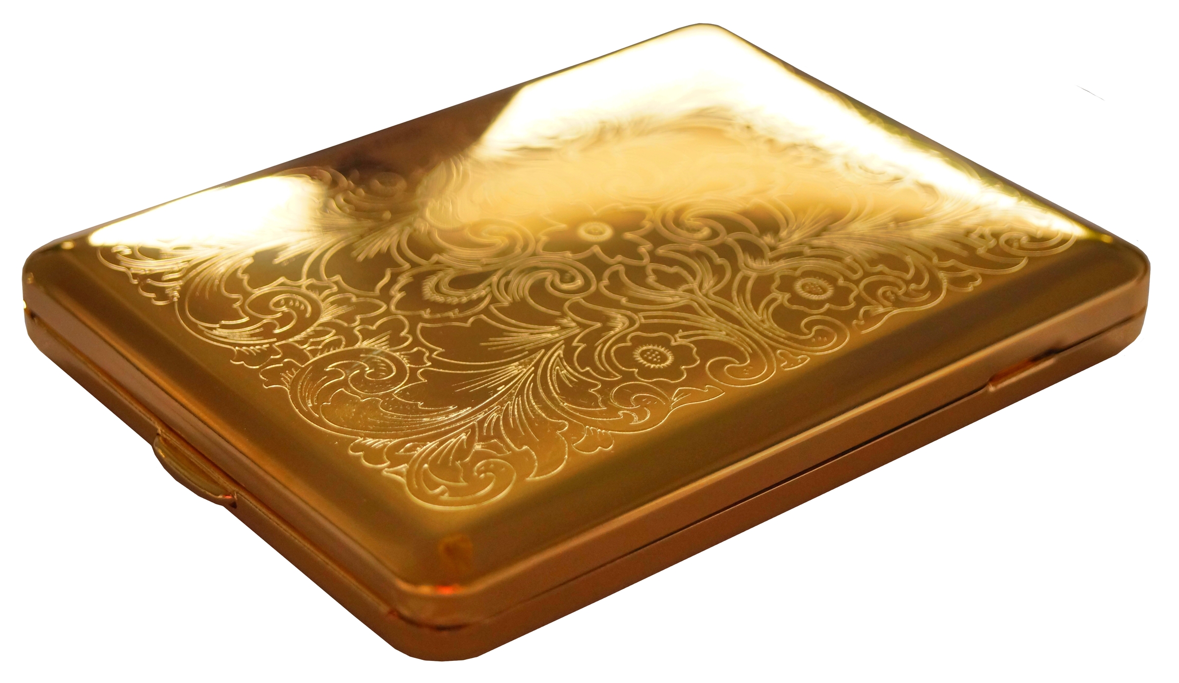 GERMANUS Zigaretten Etui - Echt Gold - 100 mm - Made in Germany - Design V - Perser / Venetian Gravur