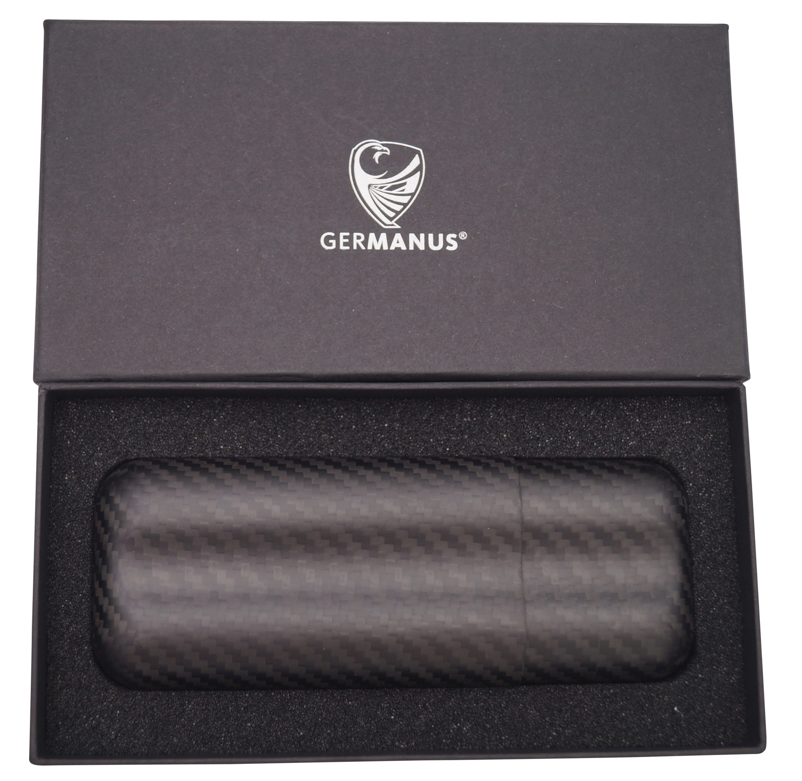 GERMANUS Zigarrenetui aus Carbon - Robusto, Corona, Churchill
