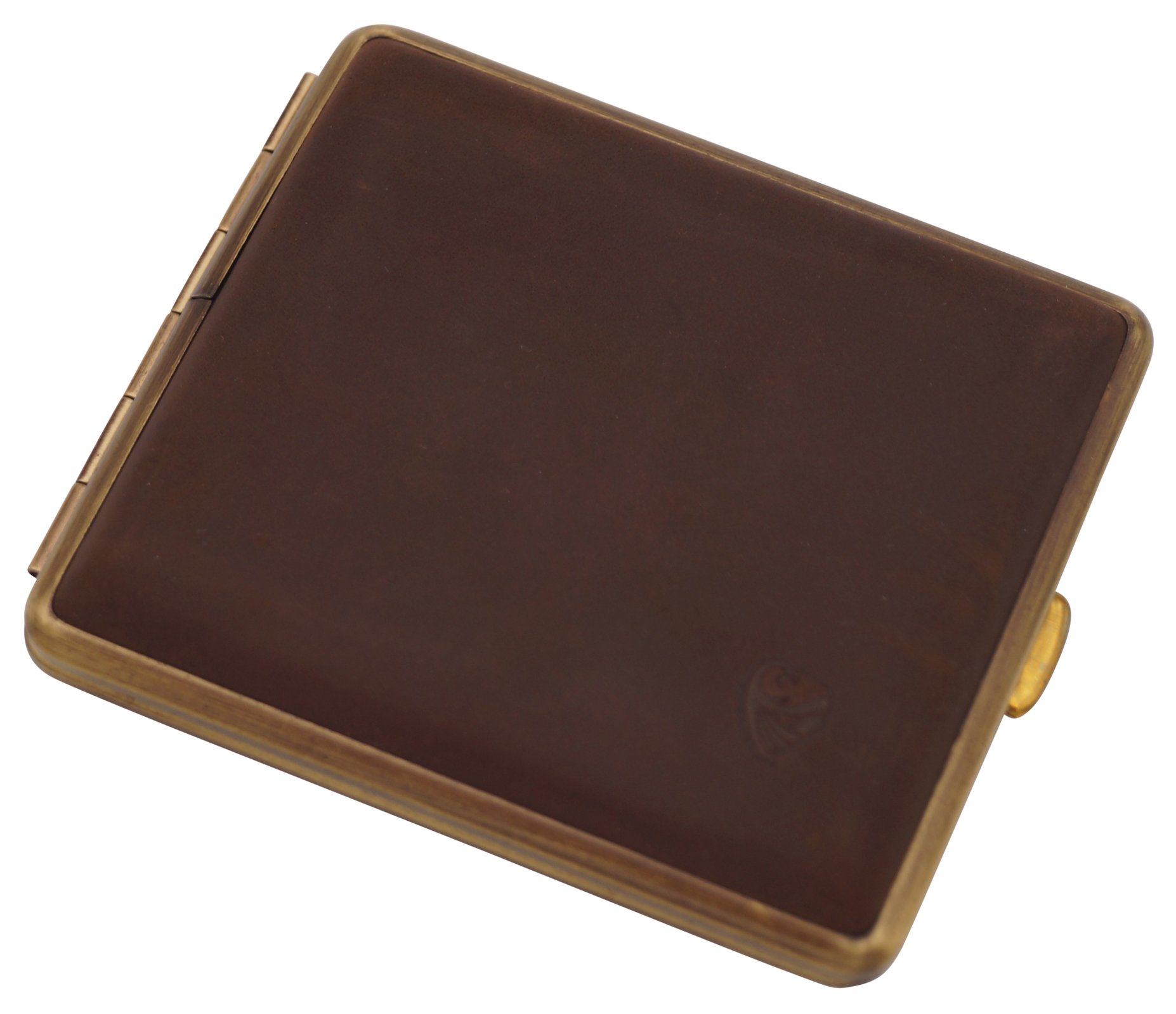 GERMANUS Zigarettenetui Metall Korpus mit Leder Bezug - Made in Germany  - Design Wildes Rind dunkel, 85 mm