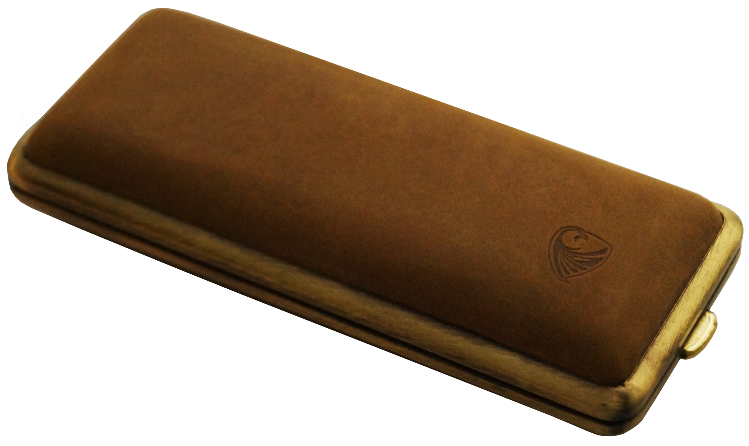 GERMANUS Zigarettenetui - Metall mit Leder Bezug - Made in Germany  - Design Wildes Rind schmal