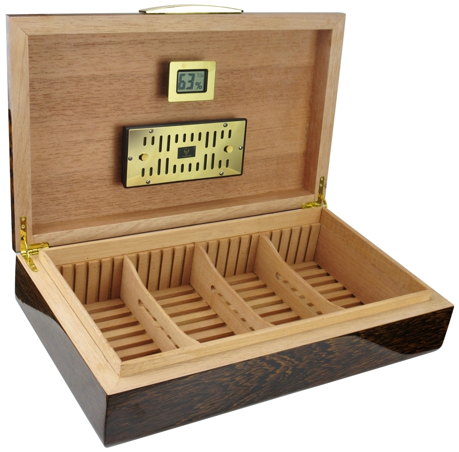 GERMANUS Licca Zigarren Humidor mit Digital Hygrometer und Metall Befeuchter für ca. 100 Zigarren