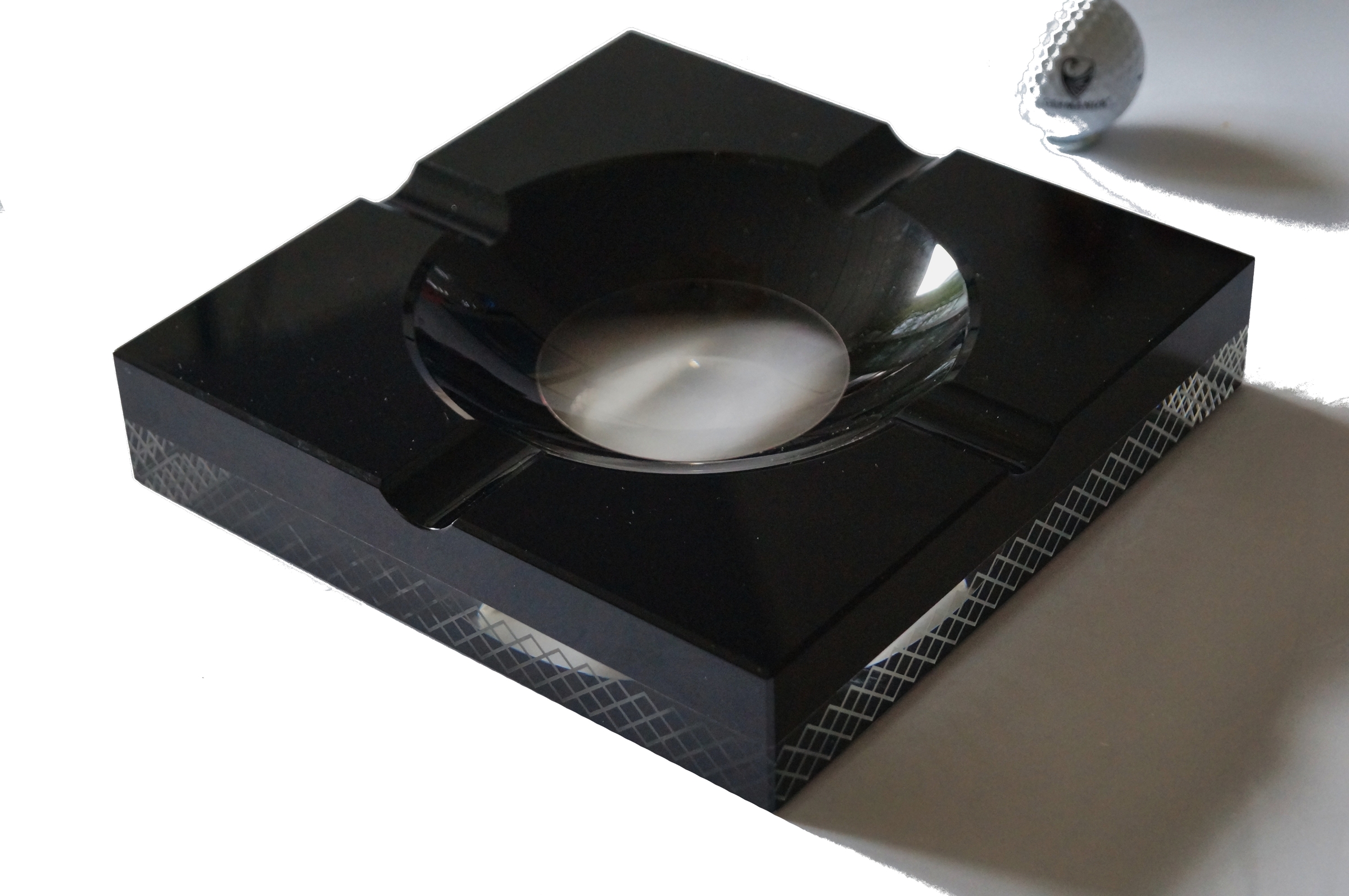 GERMANUS Aschenbecher aus Kristallglas für Zigarren , Schwarz Transparent