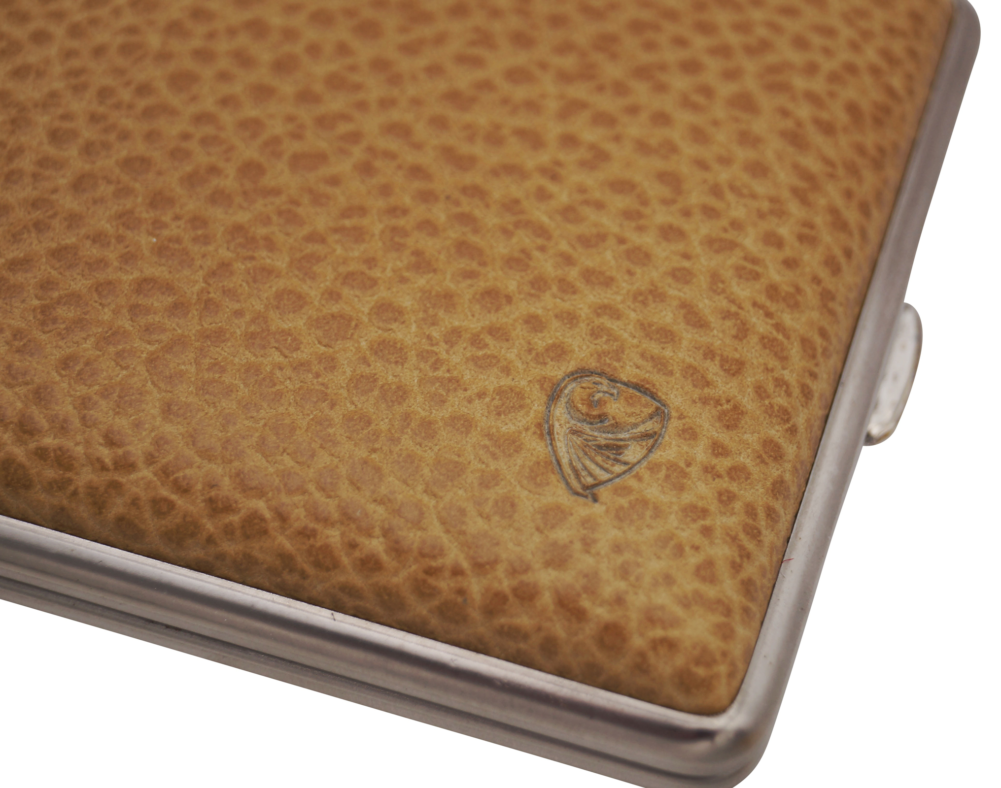 GERMANUS Zigarettenetui - Metall mit Leder Bezug - Made in Germany  - Design Schottisch Sand