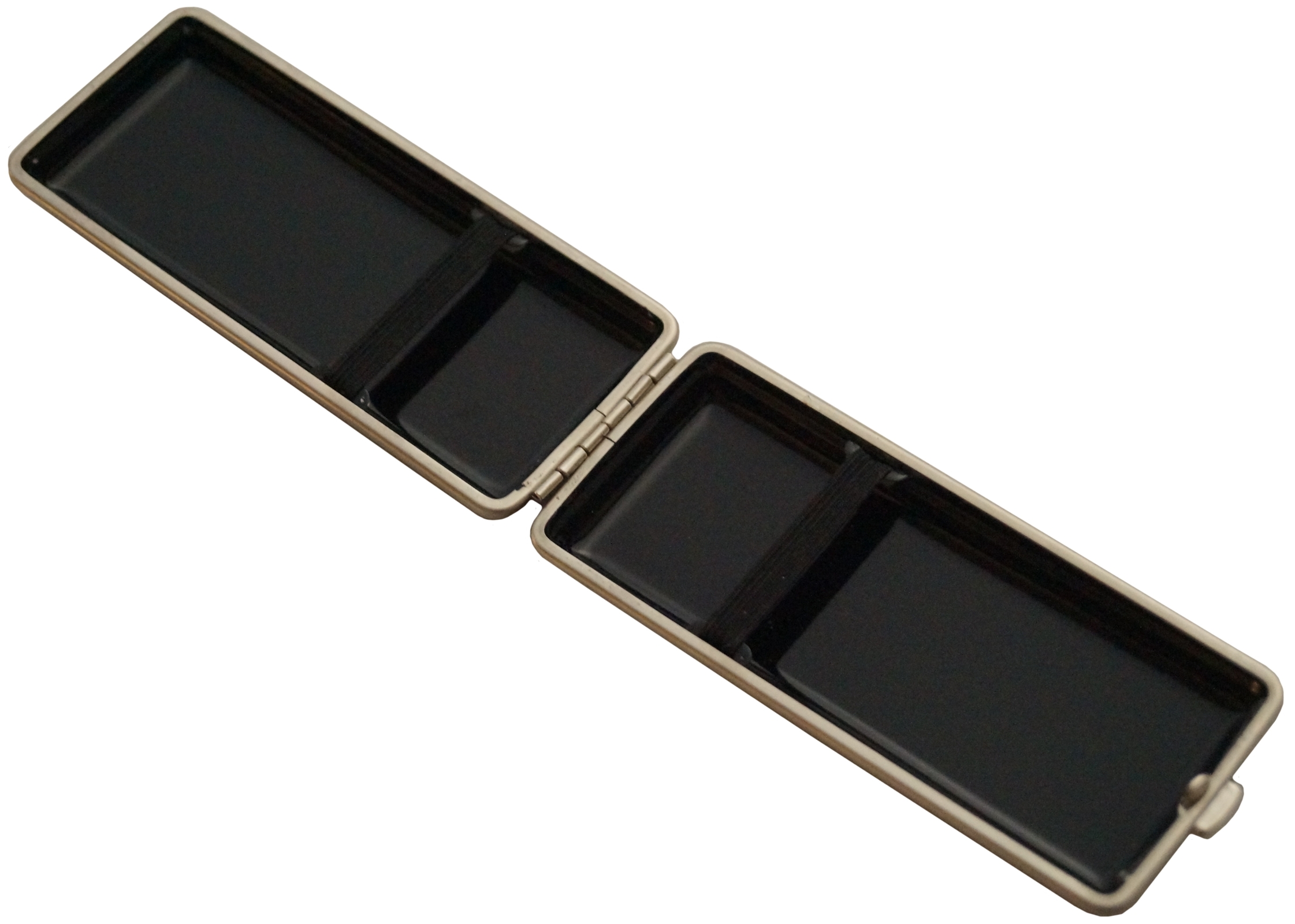 GERMANUS Zigarettenetui - Metall mit Leder Bezug - Made in Germany  - Design Schwarzes Leder schmal