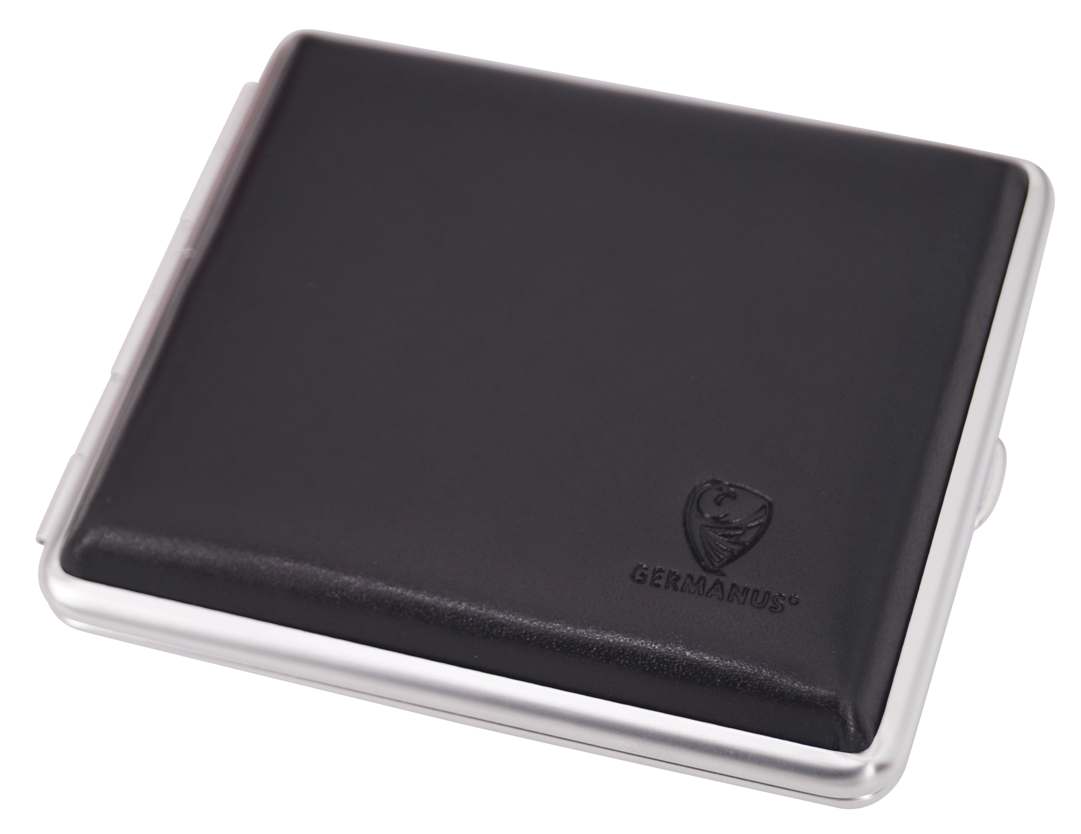GERMANUS Cigarette Case Metal with Calf Leather Application - Design Black II