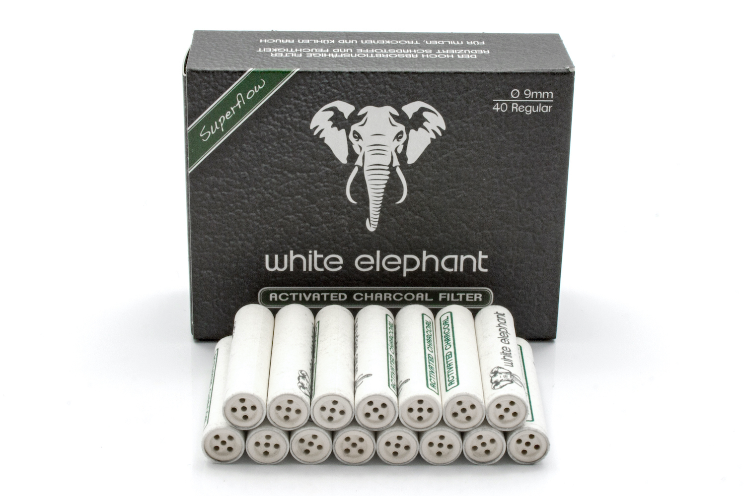 Elephant Aktivkohle Filter 9mm Pfeifen Filter, 40 St.